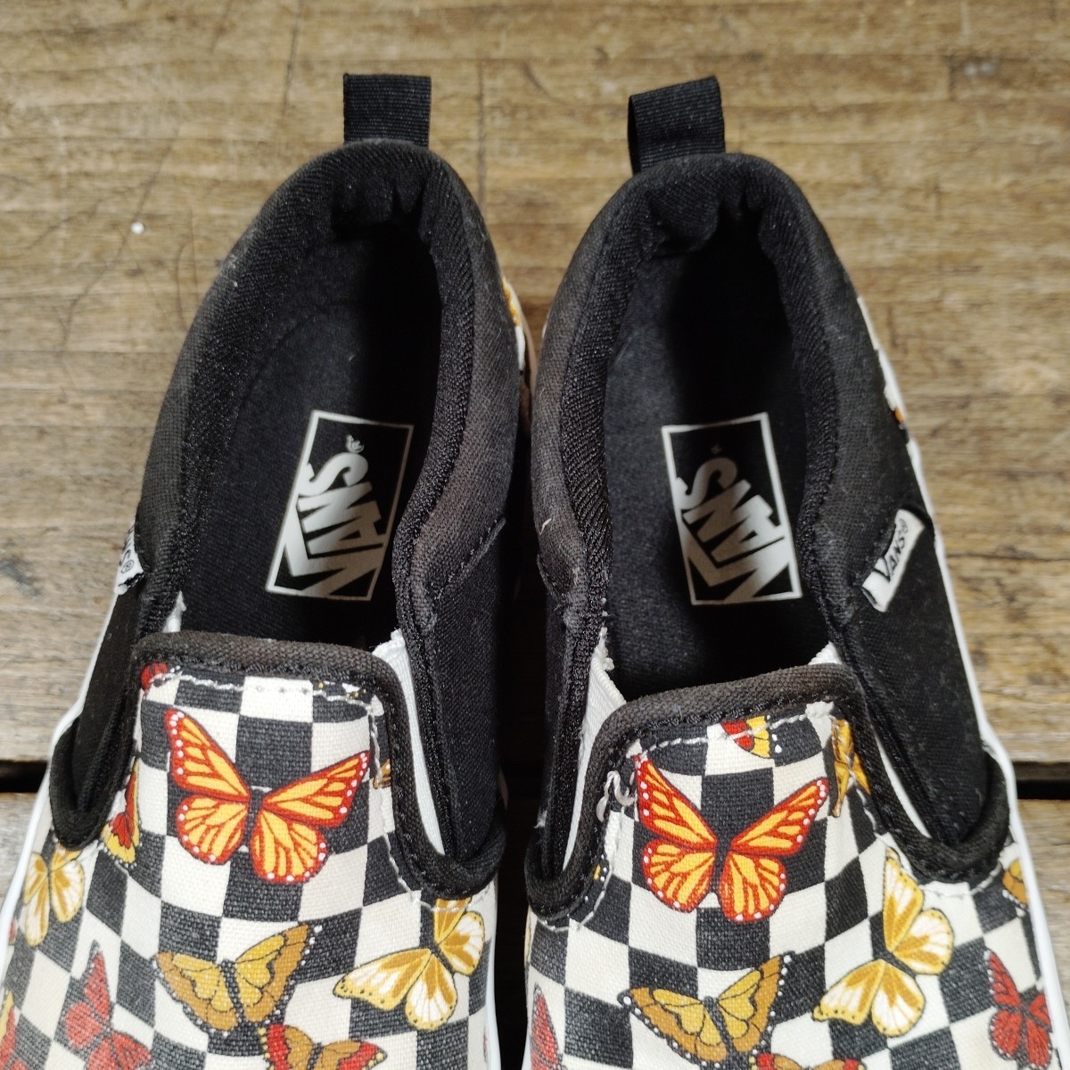 Vans Asher Youth Sz 3 Butterfly Loafer Checkered Slip On Shoes Skater Missy