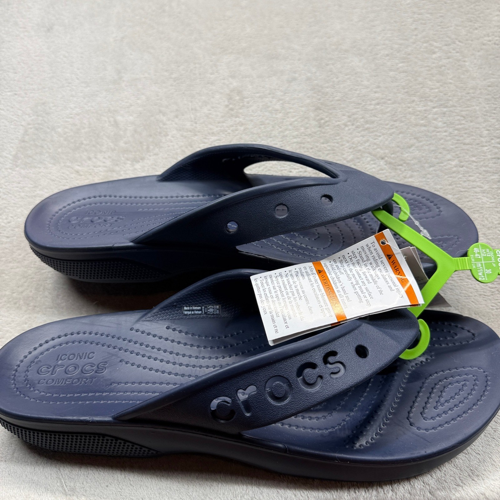 Crocs Baya II Flip Mens 12 Womens 13 Navy Blue Sandals 208192-410 NWT