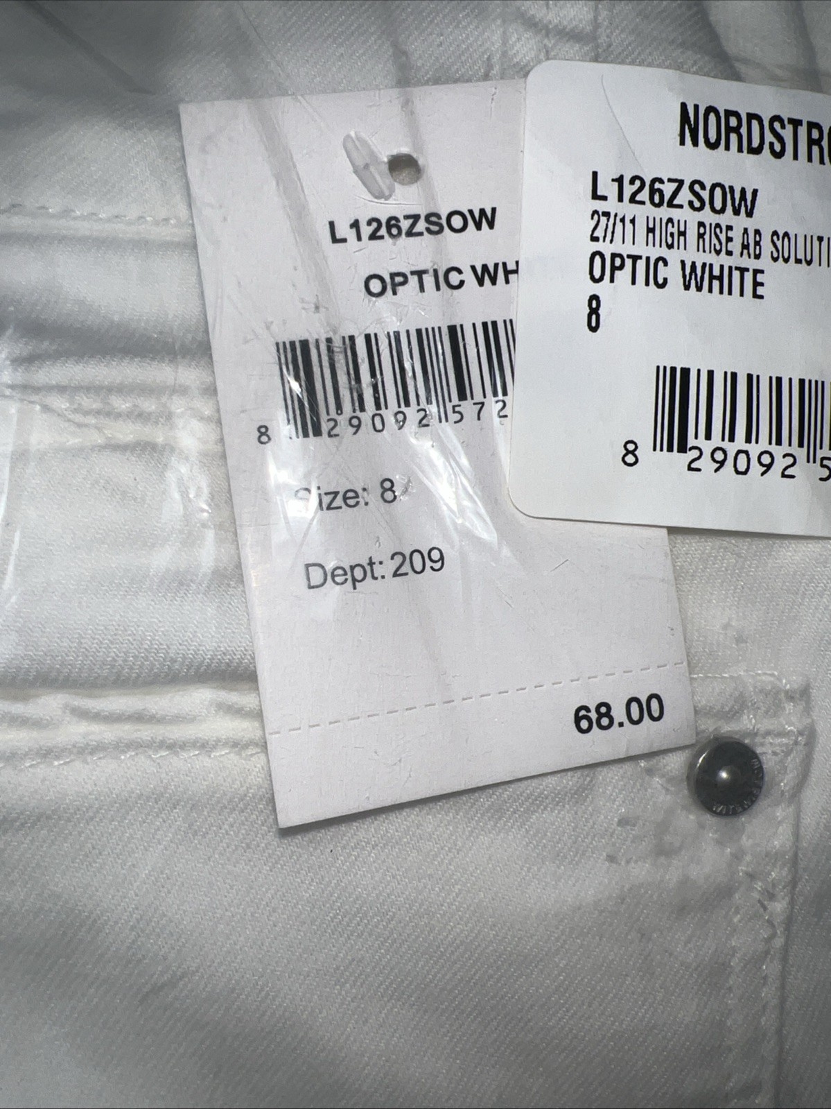 NEW in Bag Nordstrom Optic White WMNS 8 High Rise AB Solution Ankle Skimmer ￼