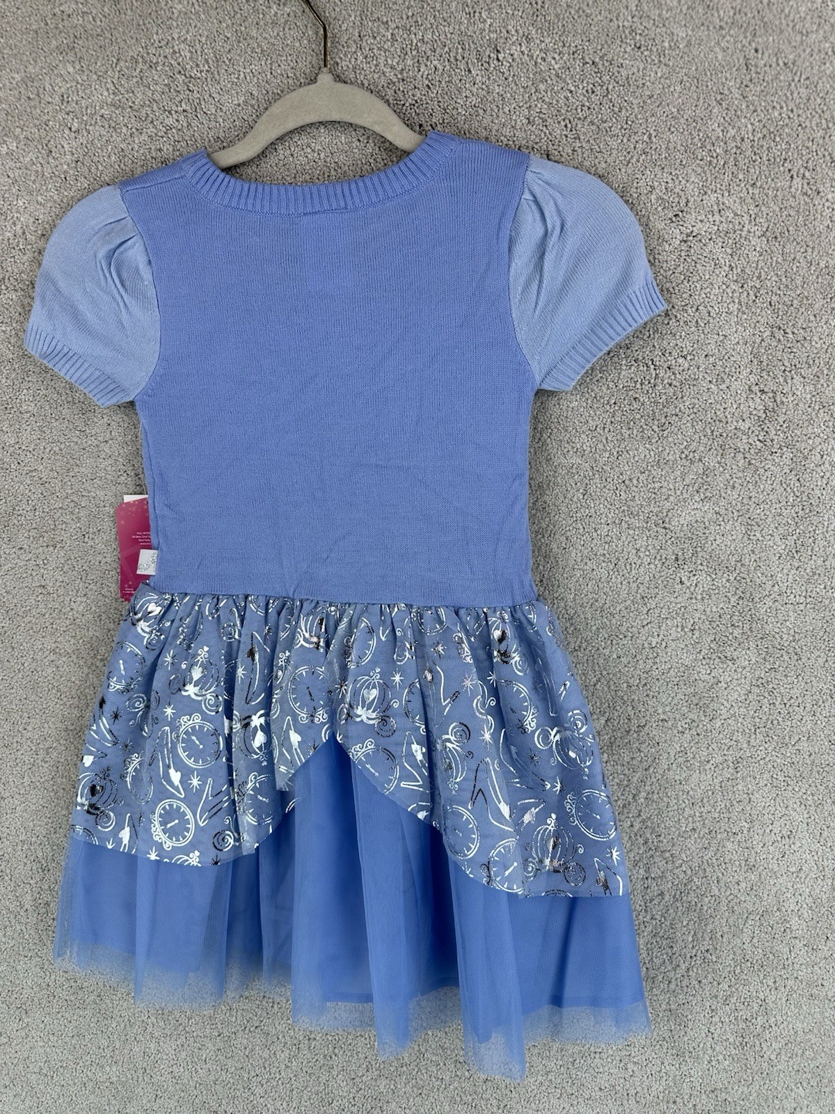 Disney Princess Cinderella Light Blue Short Sleeve Tulle Dress Kids S (6/6X)