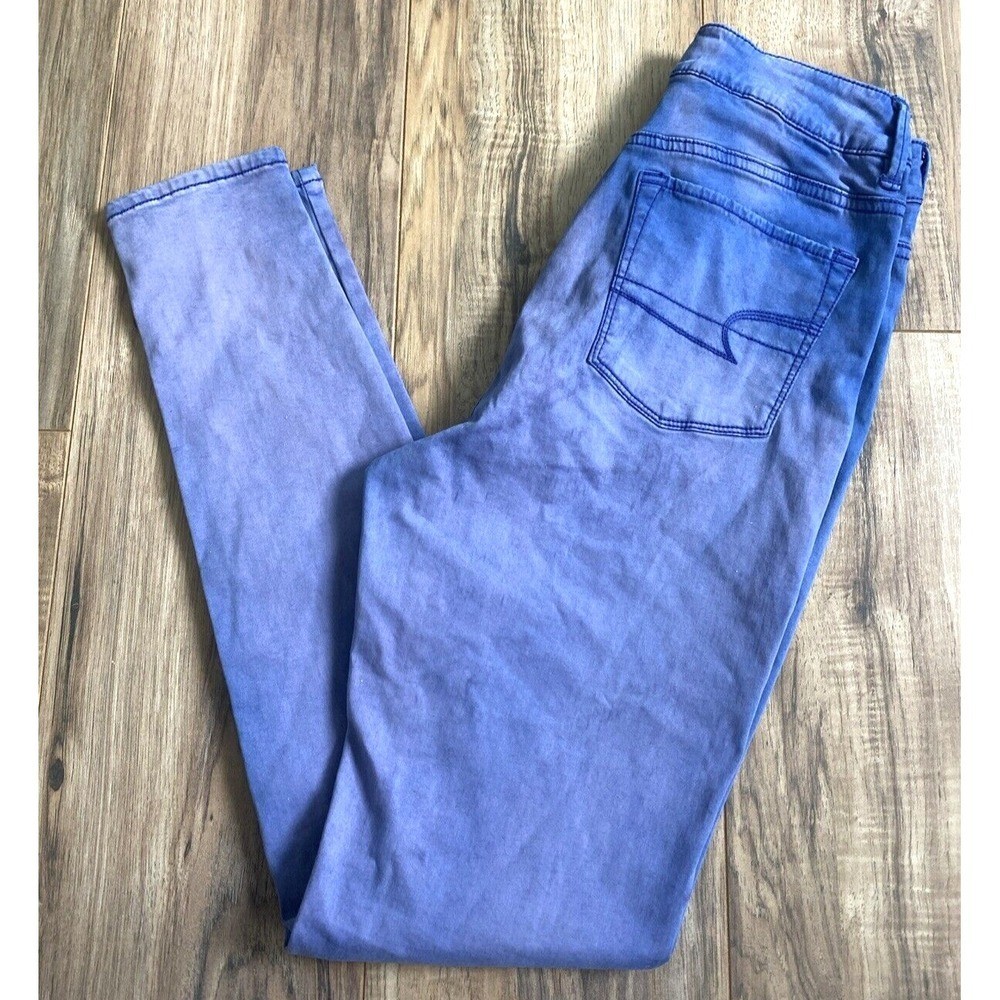 NWT American Eagle Womens Stretch Sky High Jegging Jeans Technicolor Blue Sz 2