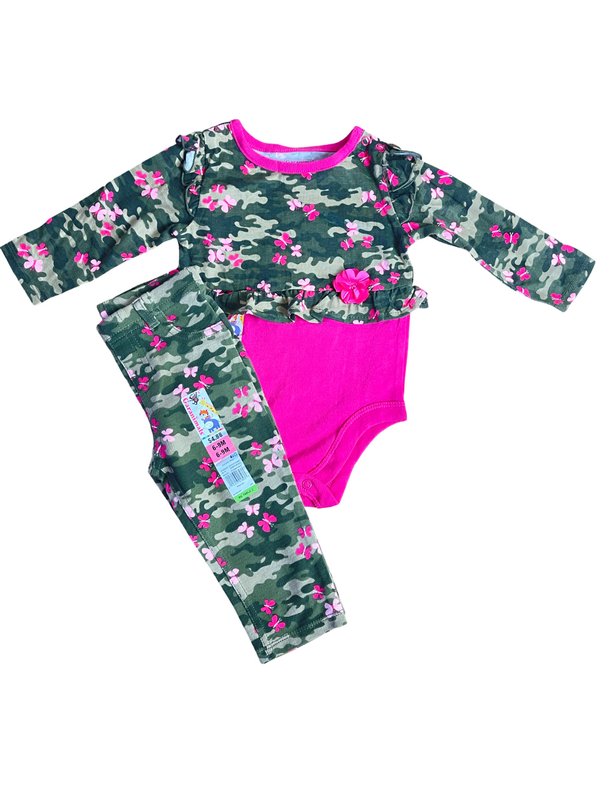 Baby Girl 6-9M Garanimals Camo Floral Bodysuit & Pants NWT 100% Cotton G-6-9-006