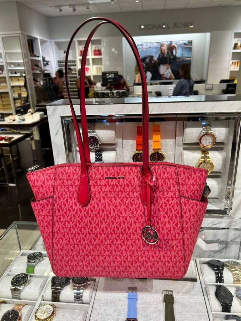 Michael Kors Marilyn Medium Shoulder Tote Bag Purse Dark Raspberry Handbag