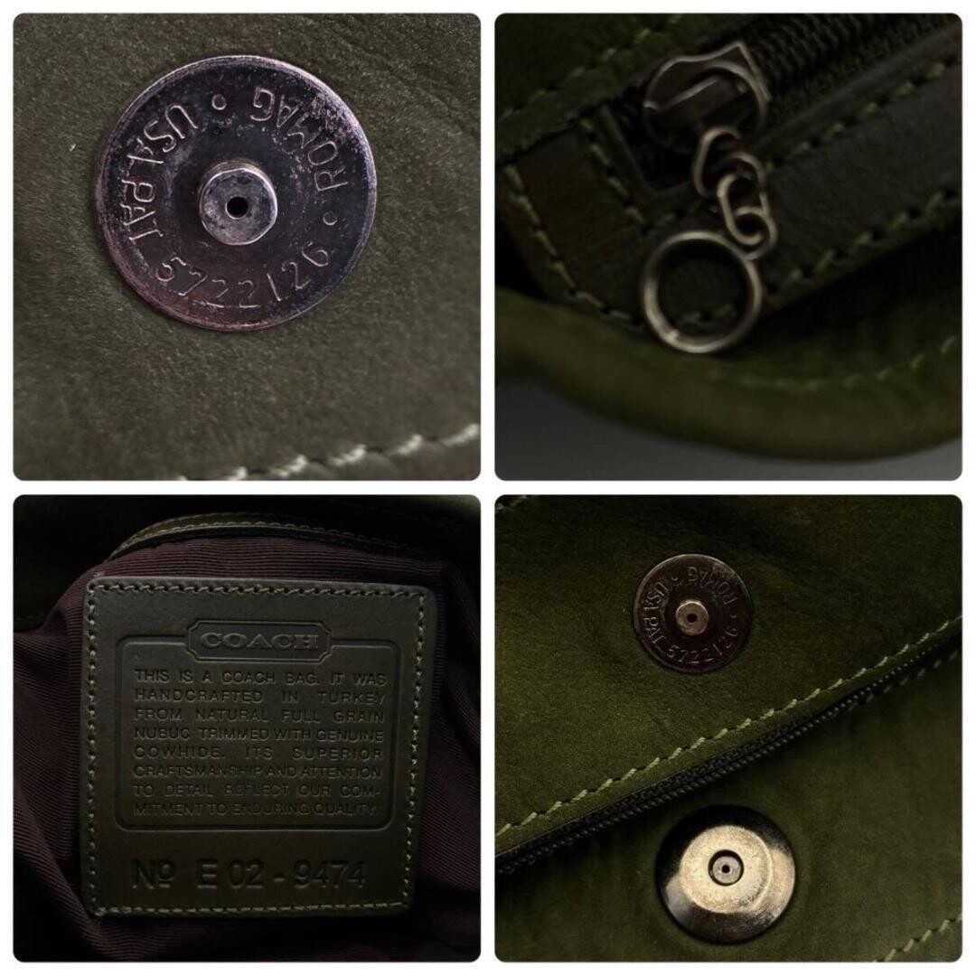 Coach Suede Leather Shoulder Bag Olive Green Vintage Y2K Nubuck Auth