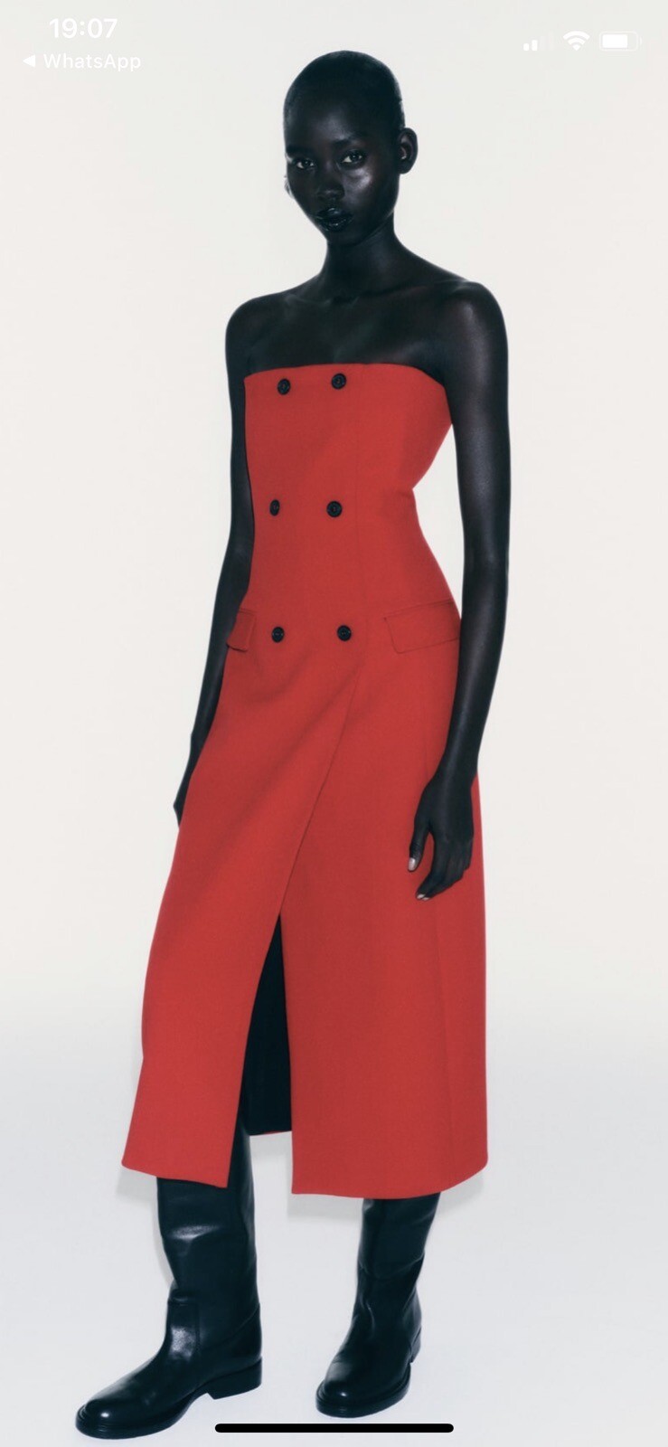 ZARA RED STRAPLESS DRESS WITH POCKETS SIZE XS