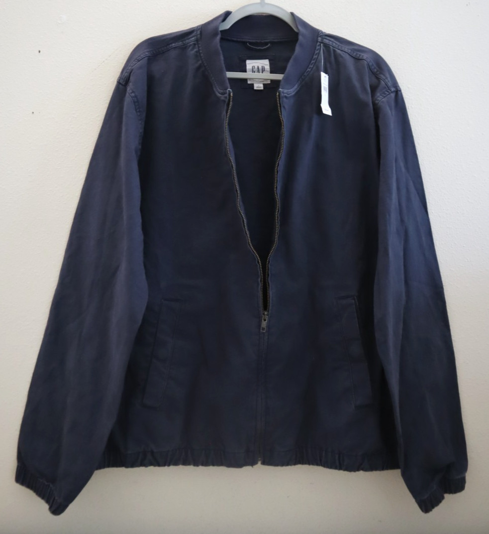 Gap 738596 Men’s Sz Large Vintage Navy Blue Full Zip Relaxed Bomber Jacket $100
