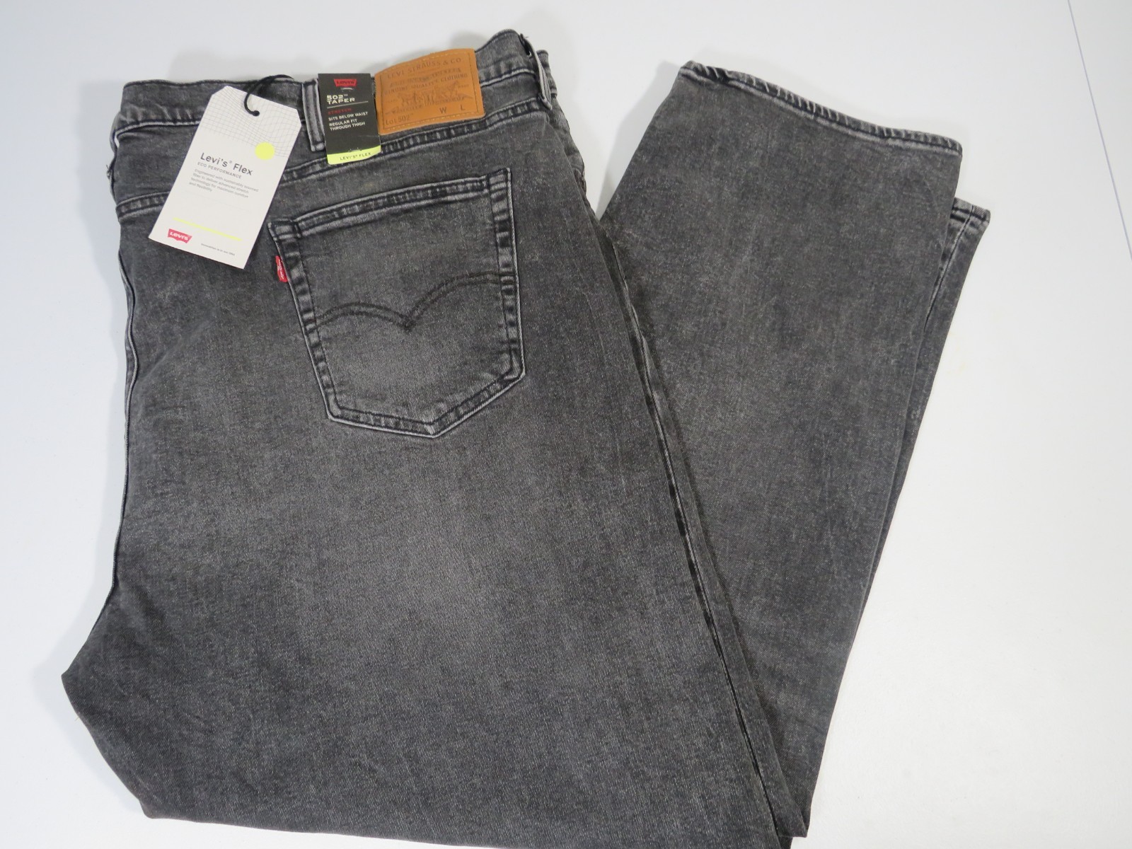 Levis 502 Flex NWT Big Tall 54 x 32 (54 x 31 Actual) Black Denim Jeans New!