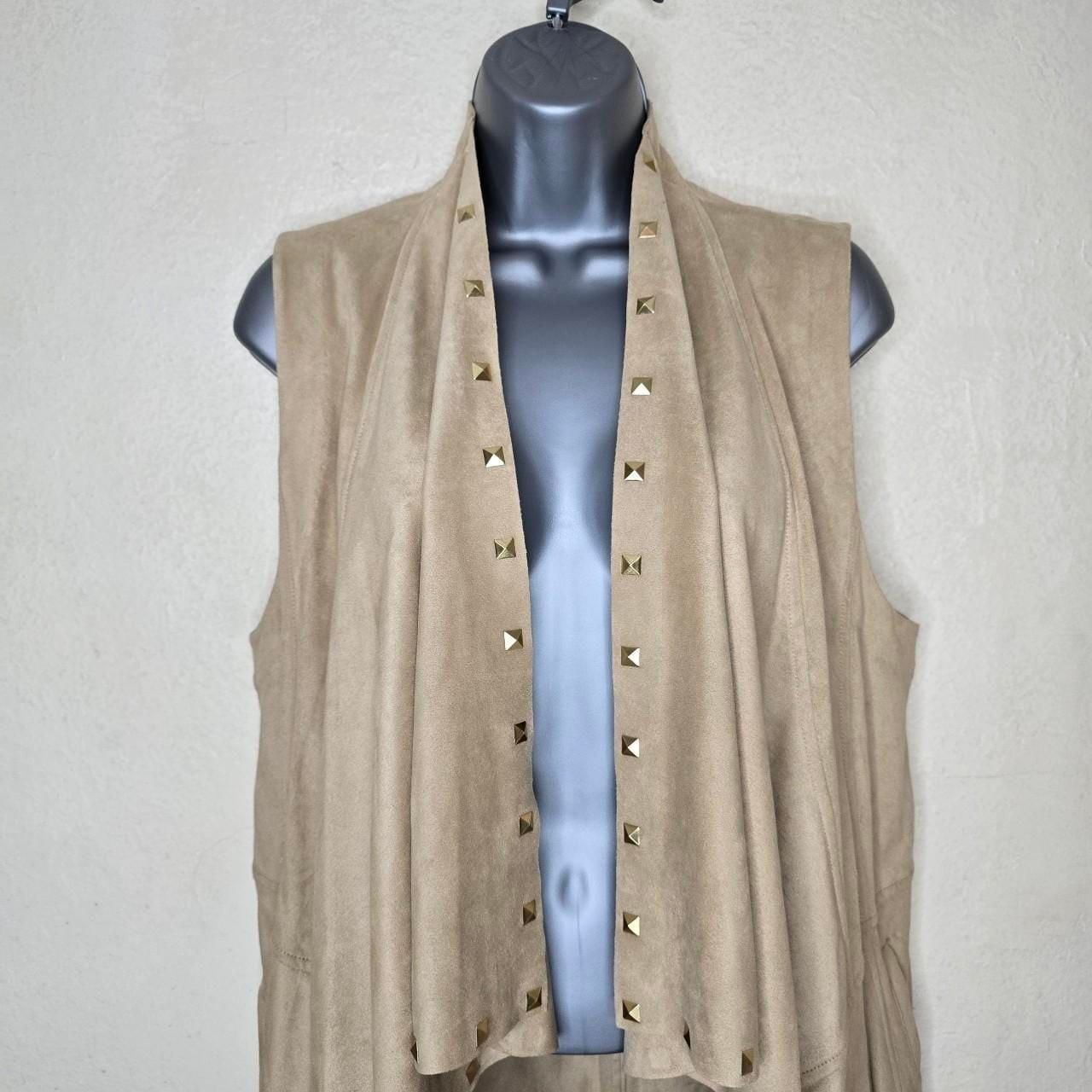 Michael byMichael Kors Studded Faux Suede Waterfall Drape Vest