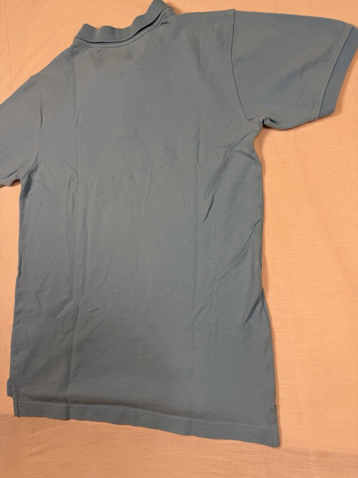 Tommy Hilfiger Youth L/G Blue Solid Short Sleeve Button Polo Cotton Knit
