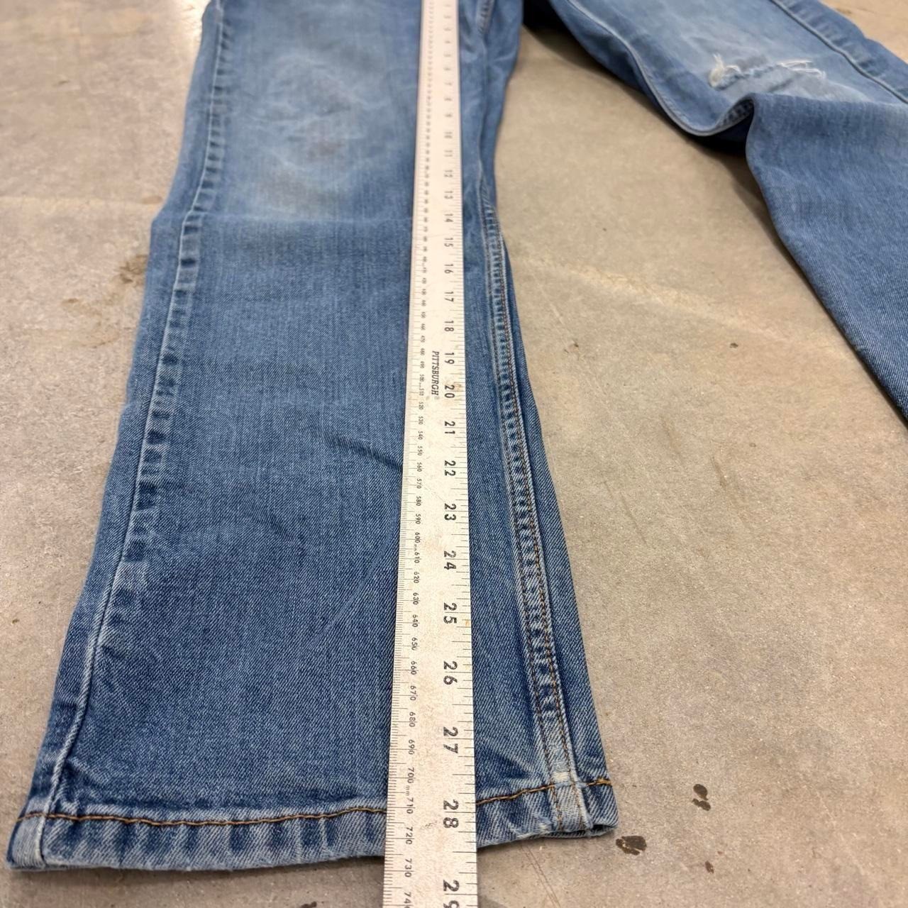 Levis 505 Straight Leg Distressed Faded Light Wash Jeans Blue 34×30