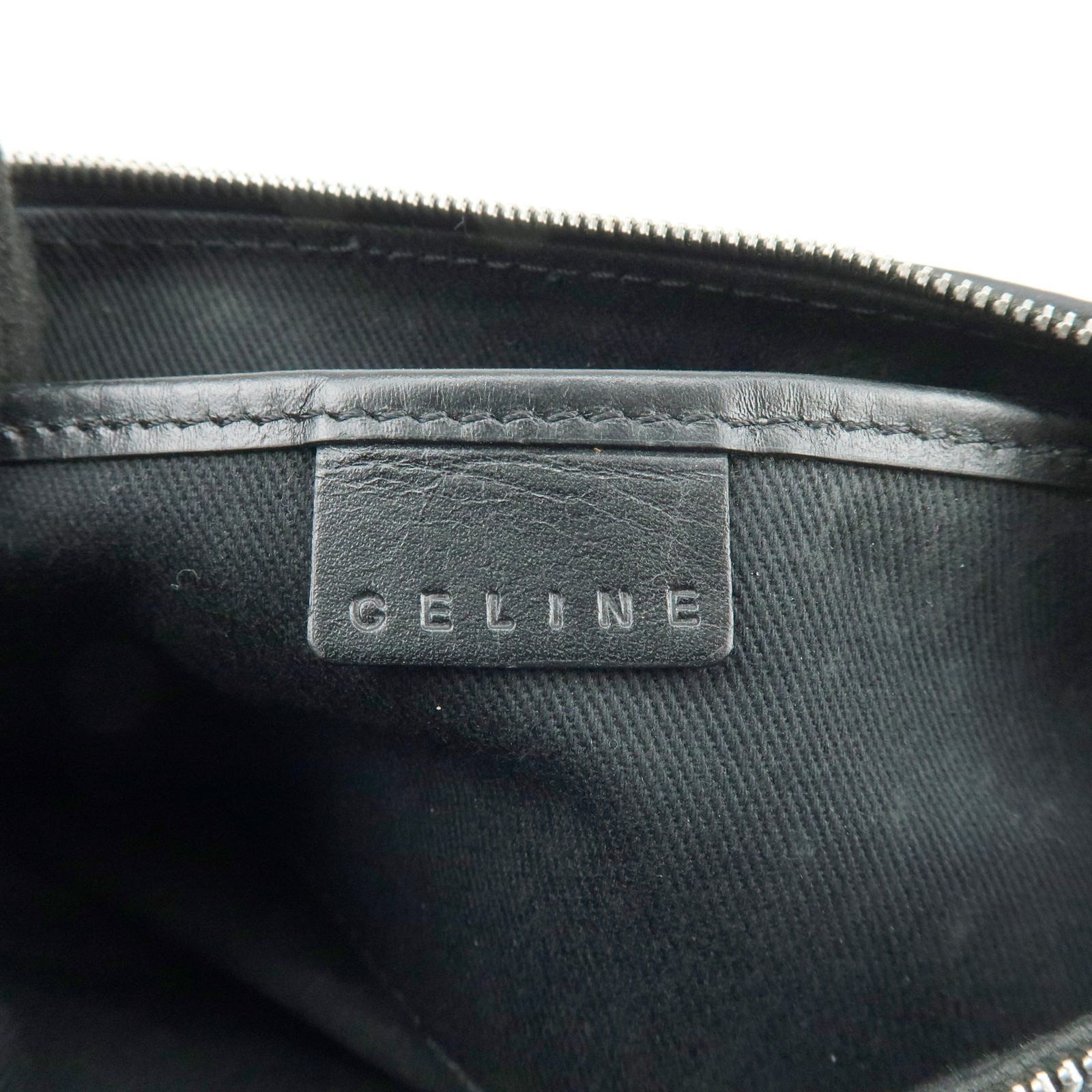 CELINE C Macadam Leather Shoulder Hand Bag Accessory Pouch Black Auth Used F/S