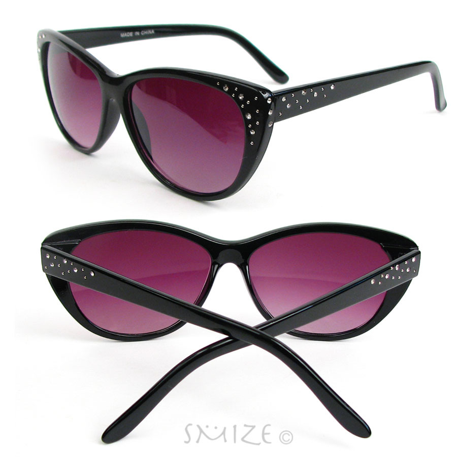 New Cat Eye Black or Tortoise Crystal Decorated Women’s Cateye Sunglasses