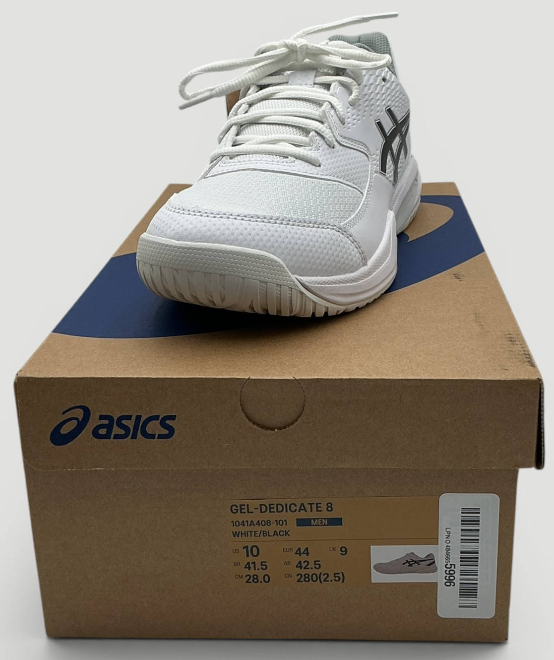 Asics Gel-Dedicate 8 Men’s Size 10 White/Black Tennis Shoes NIB