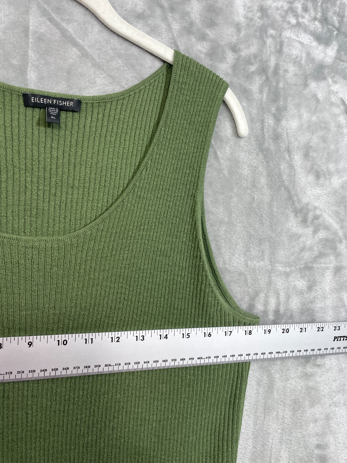 Eileen Fisher 100% Wool Open Front Cardigan + Tank Set Size XL Green Minimalist