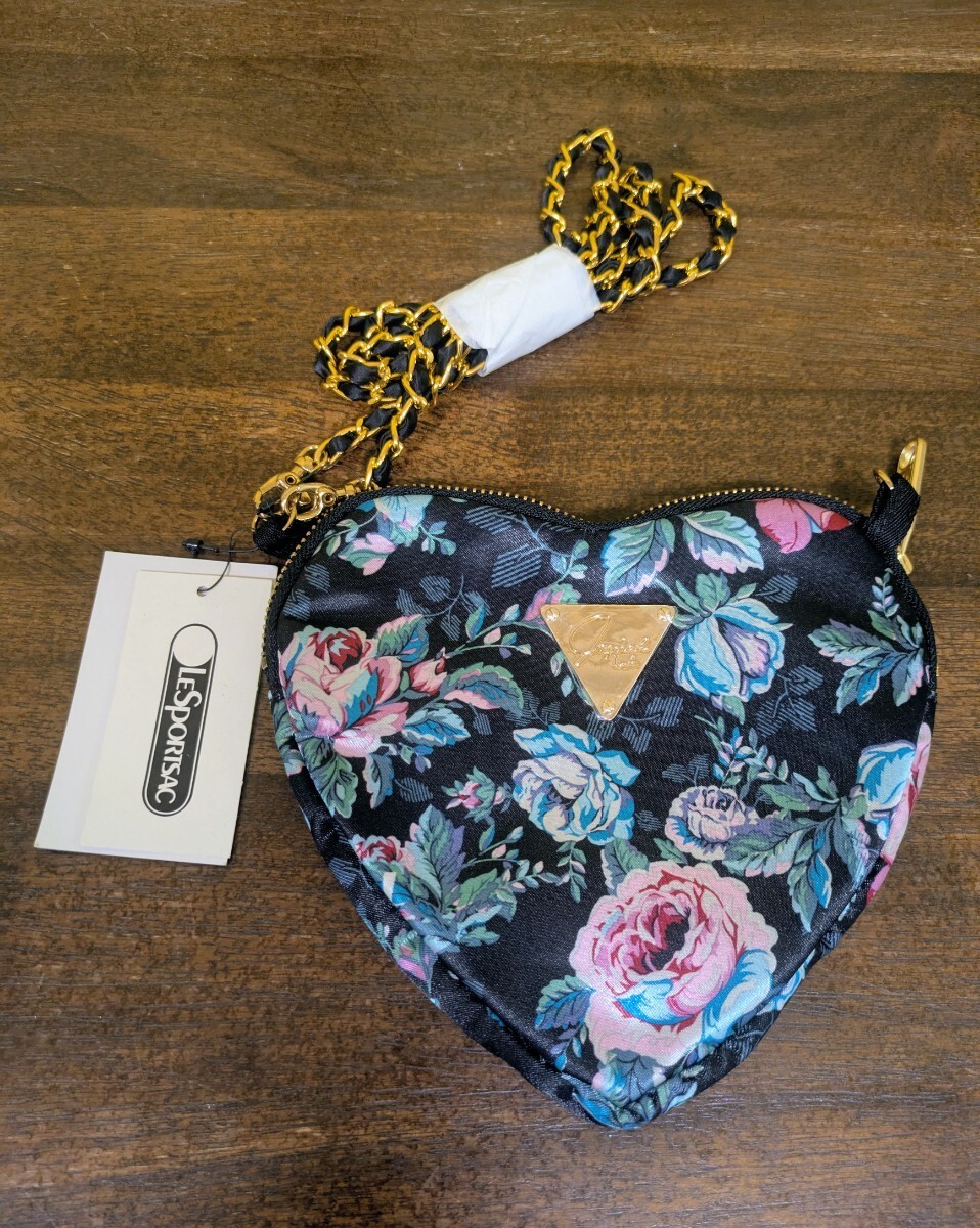 New LeSportsac x JOYRICH Heart Rose Nylon Lightweight Shoulder Chain Strap Pouch