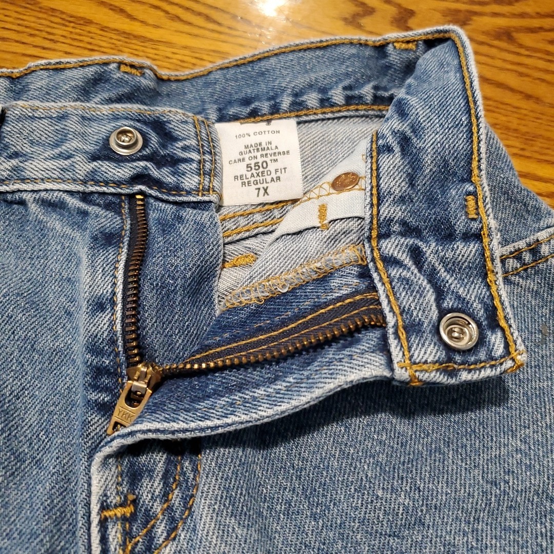 Vintage Levi’s 550 Blue Denim Jean Shorts 7X Reg Kids Red Tab Vintage