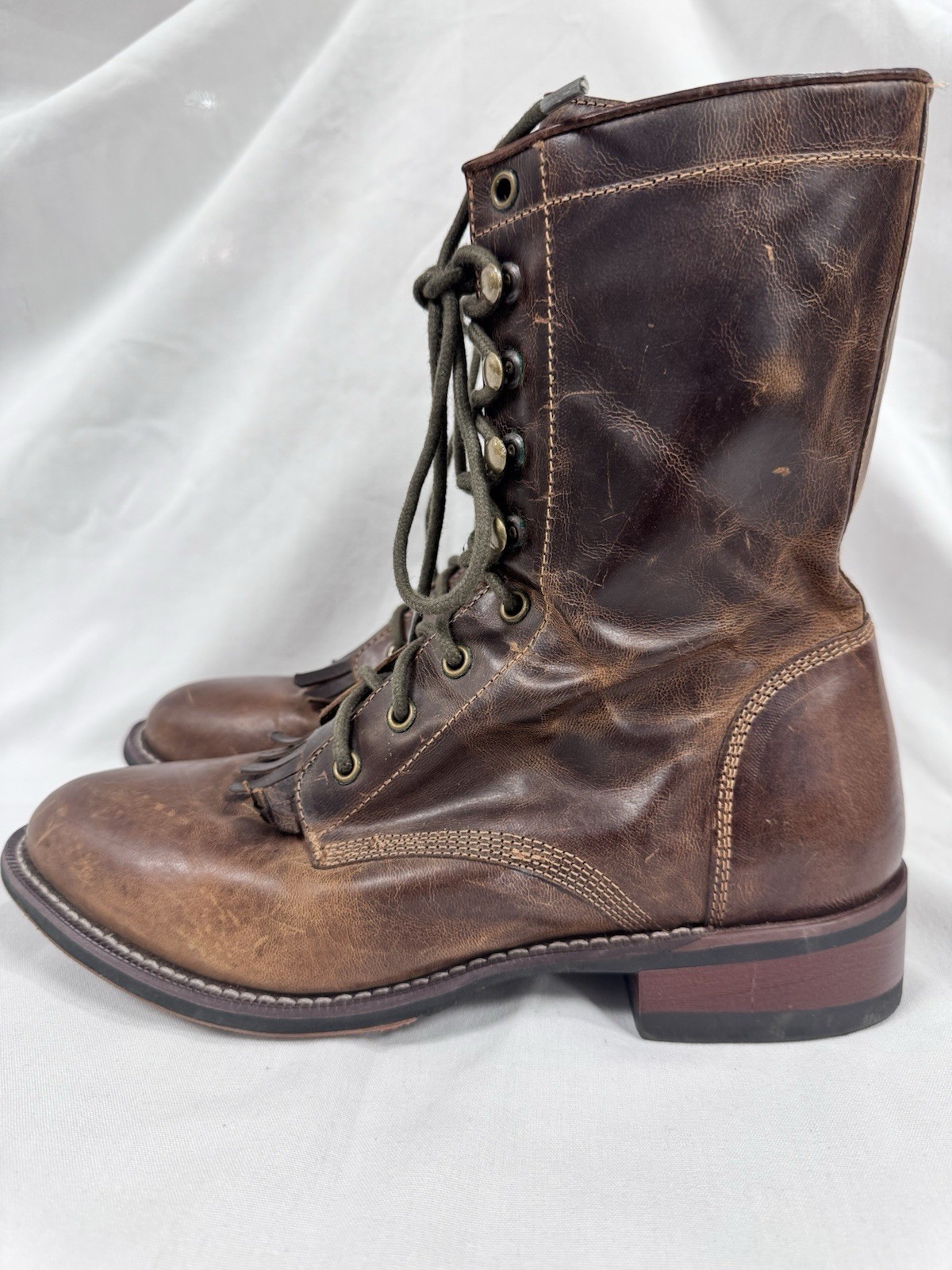 Laredo Sara Rose Women’s Leather Lace Up Western Riding Packer Roper Boots Size9