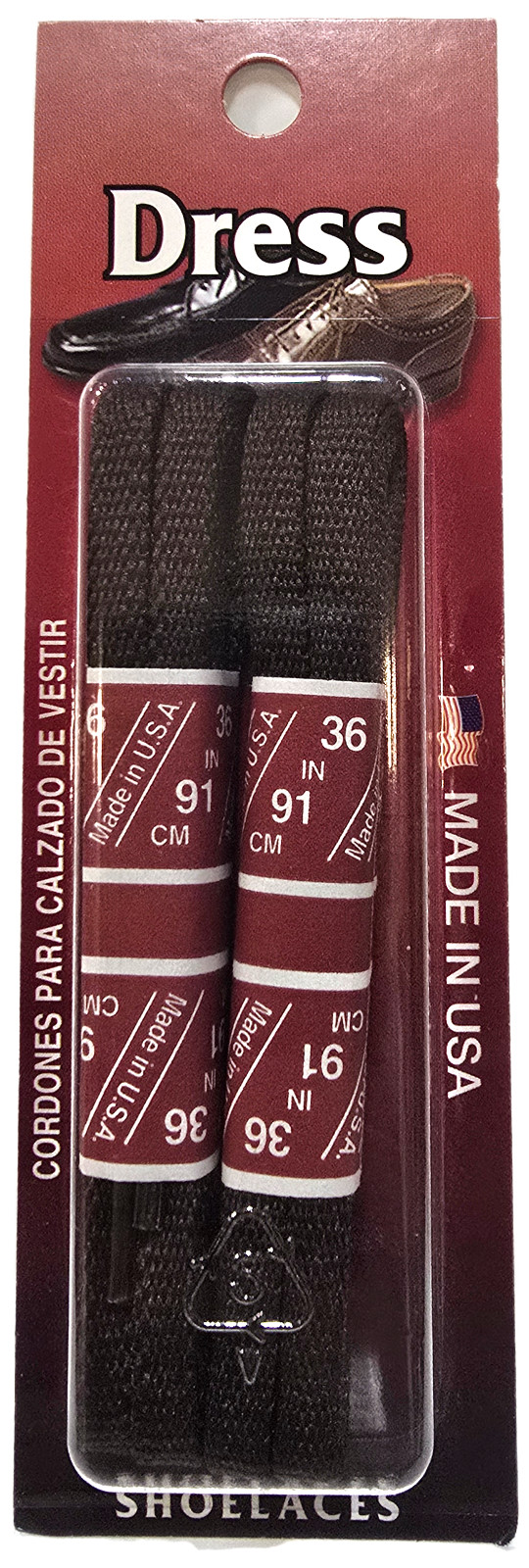 Mens FLAT Dress Shoe Laces NOT Waxed Thin Color Brown 2 Pairs in Box