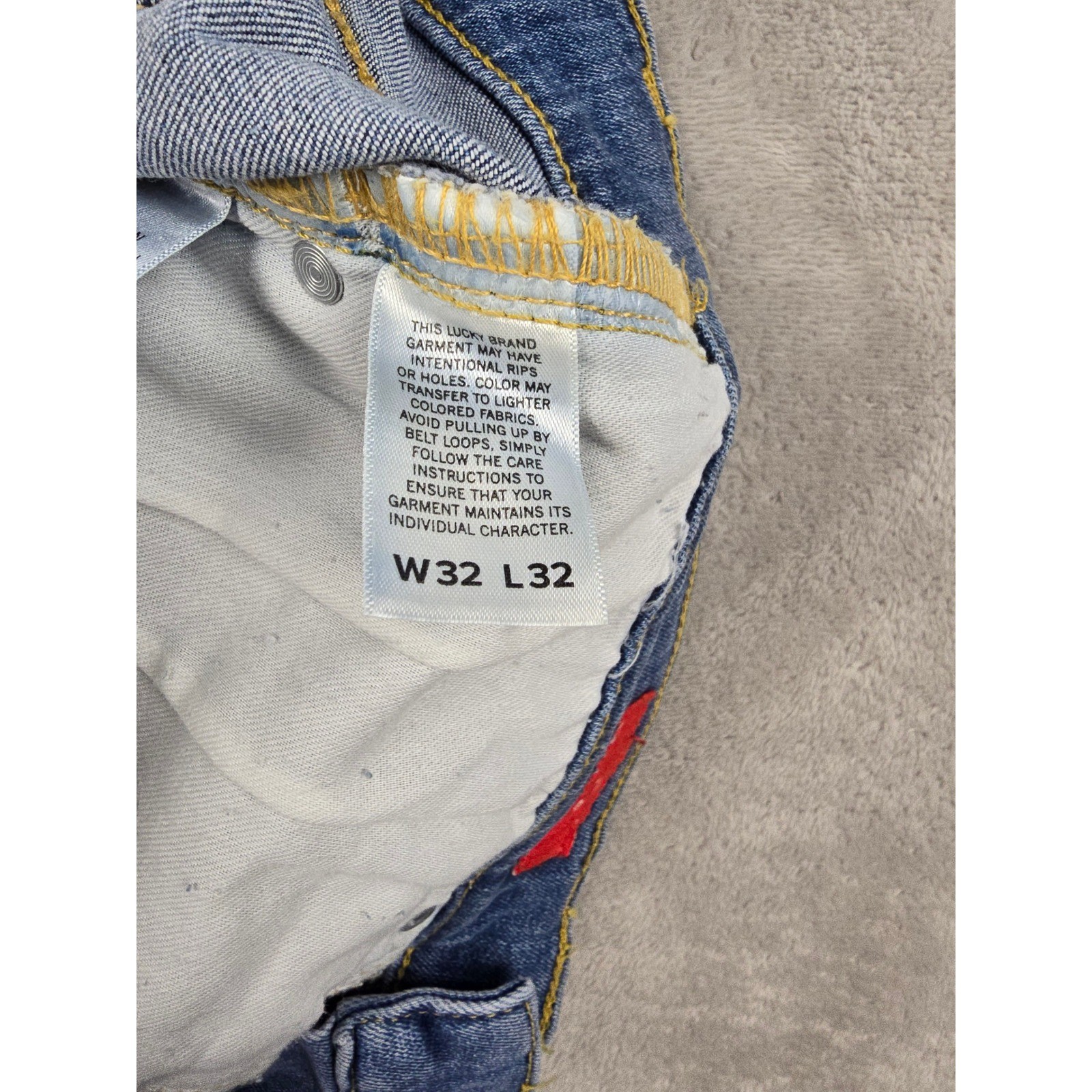 Lucky Brand 223 Straight Jeans Mens 32×32 Blue Denim Stretch Whiskered