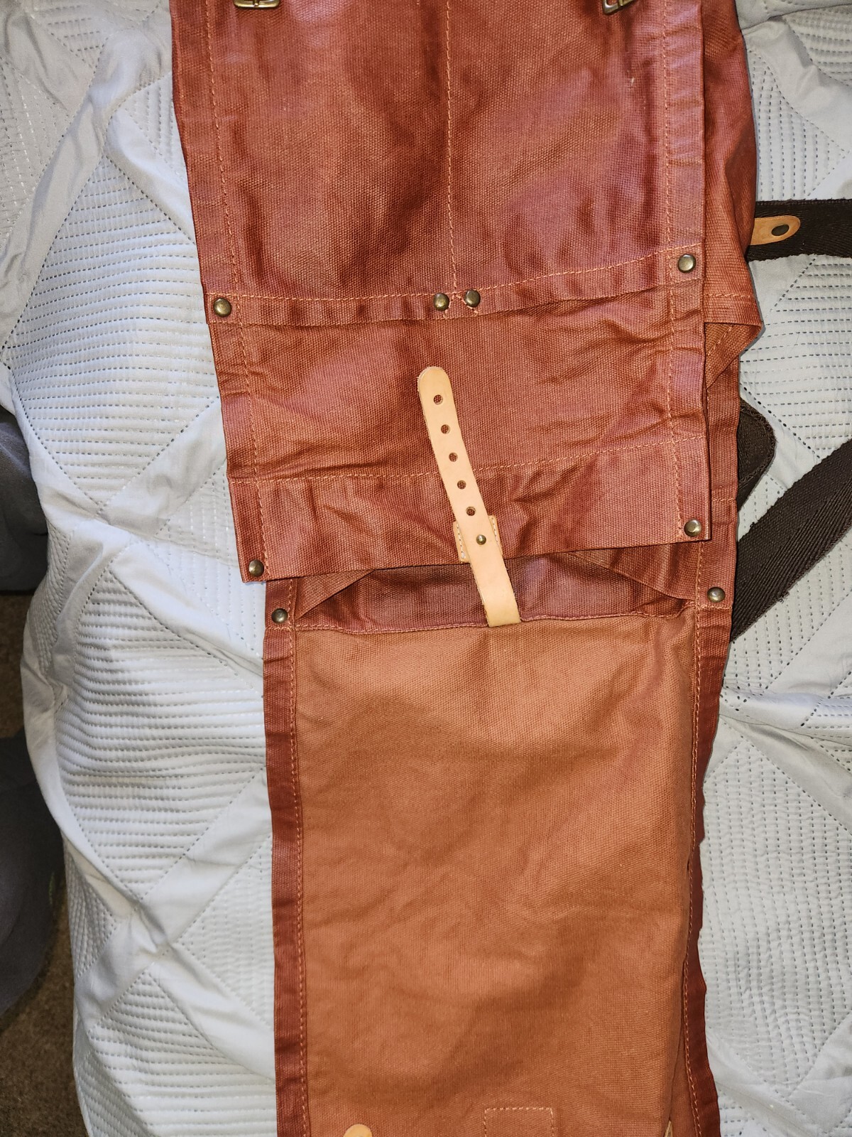Will Leather Goods Waxed Coated Tan Canvas Leather Backpack Multi Pocket