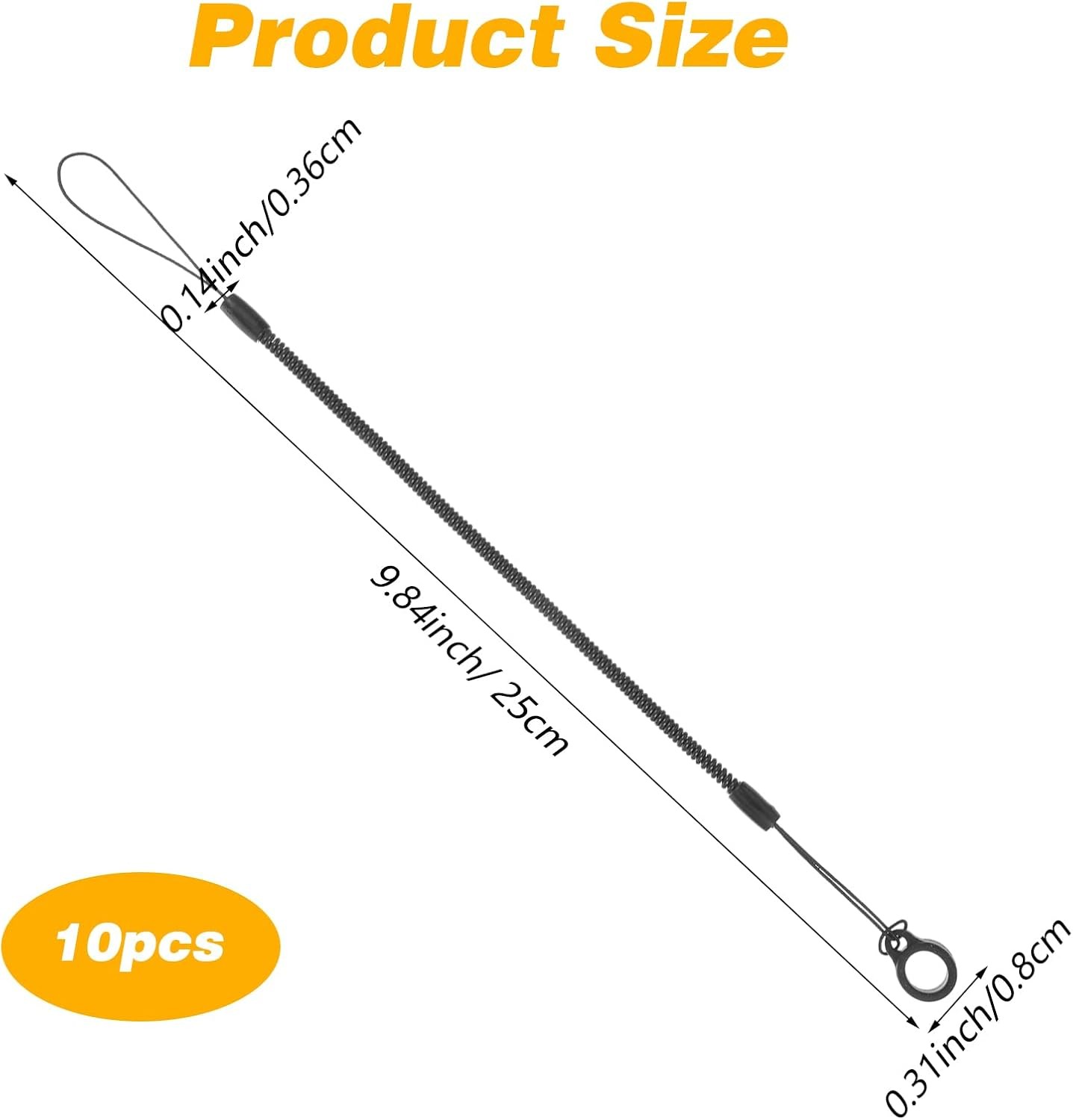 10PCS Pen Leash Elastic Lanyard | Plastic Retractable Tether with Silicone Ring