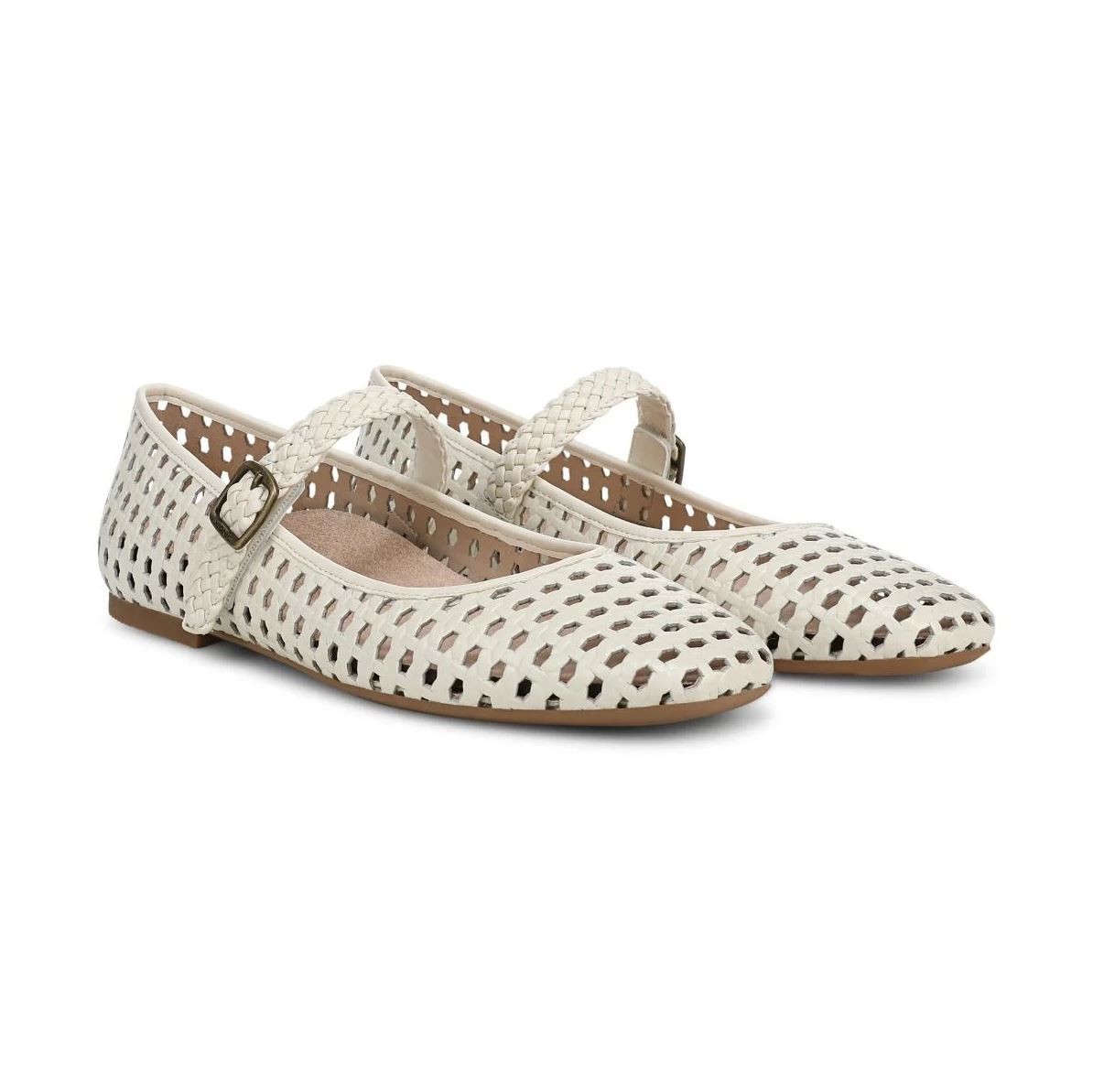 Vionic Alameda Woven Mary Jane Women’s Flat Ivory Leather Size 9.5 M Comfort