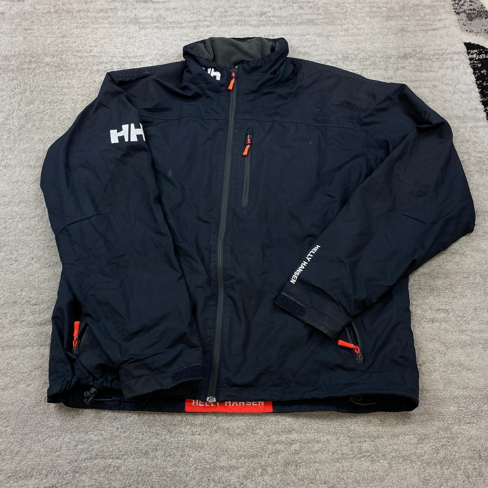 Helly Hansen Sailing Crew Waterproof Coat Jacket XL Black Full Zip Outdoor Rain