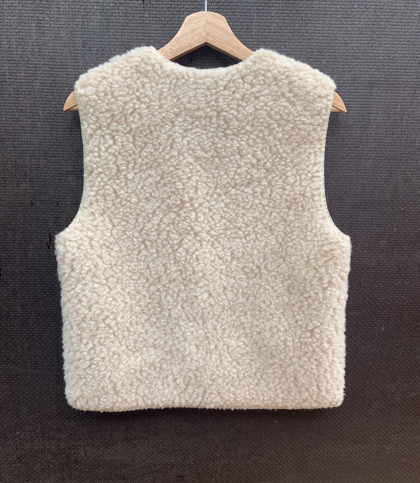 Oatmeal Beige Merino Wool Gilet – Women’s Wool Body Warmer Waistcoat – S, M