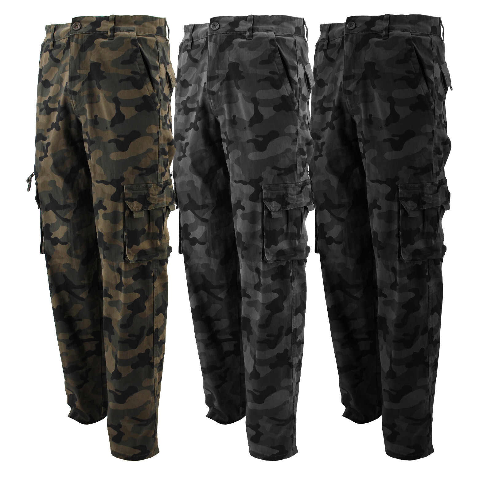 Men’s Classic Camouflage Army Camo Multi Pocket Trousers Casual Cargo Pants