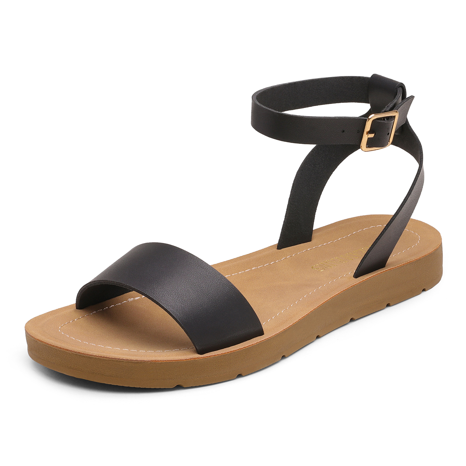 Women Walking Sandals Ankle Strap Open Toes One Band Summer Flat Sandals