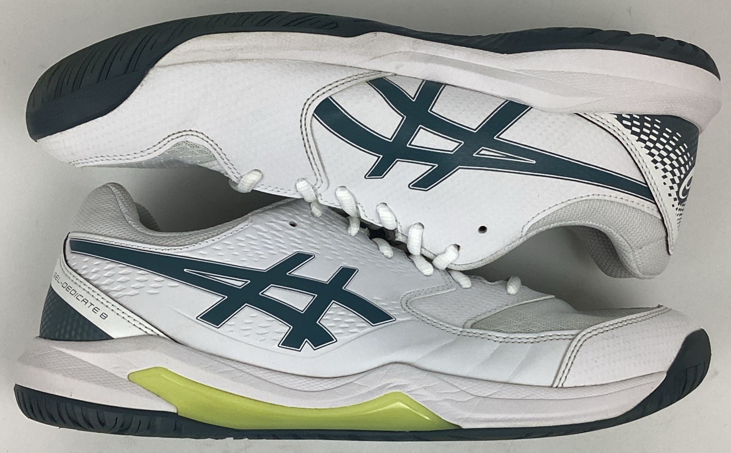 Asics Men’s Gel Dedicate 8 Pickleball Shoes White Midnight Size 11.5