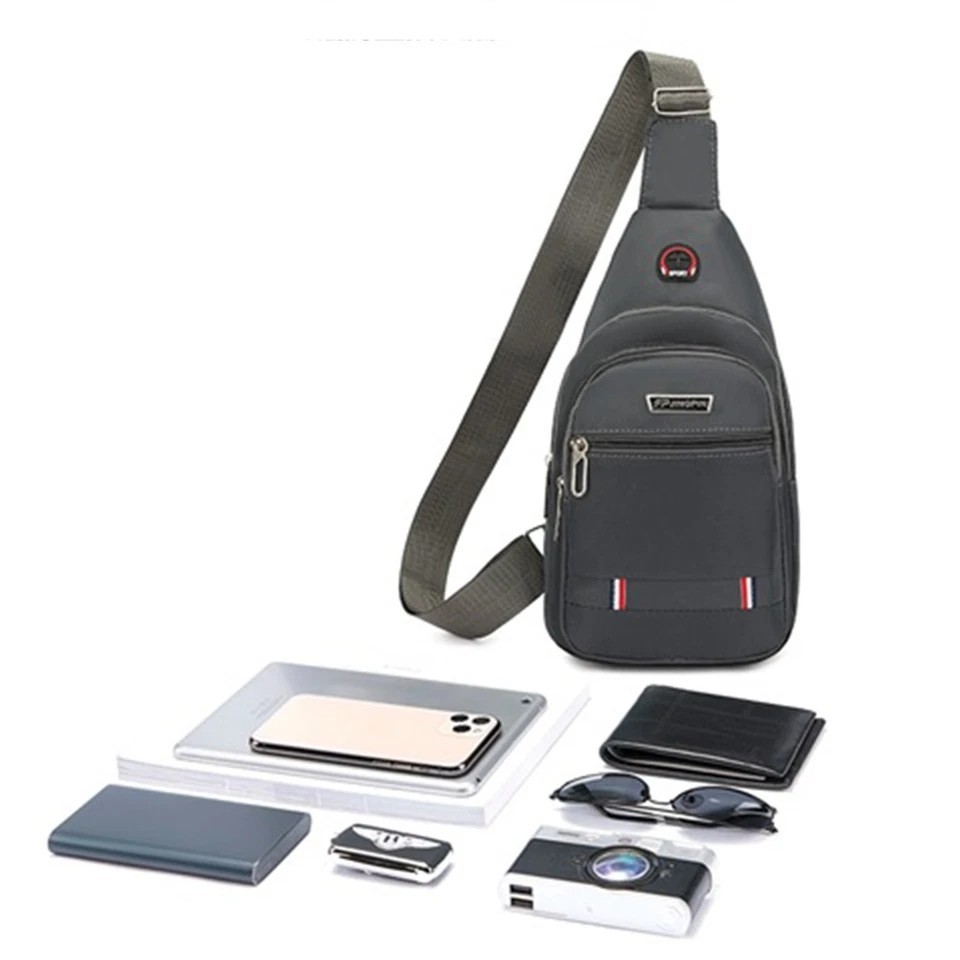 Men’s Canvas Sling Crossbody Bag Chest Shoulder Messenger Backpack USB Port New
