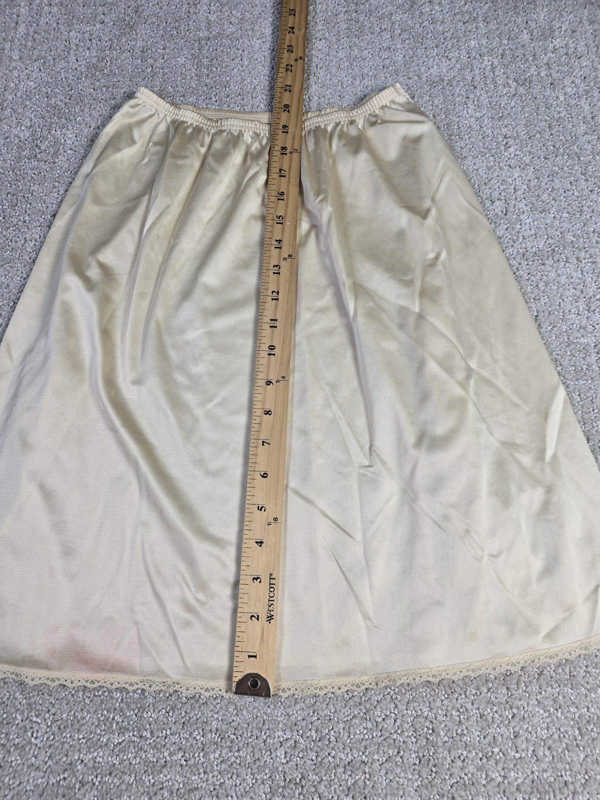 Vanity Fair S Vintage Slip Stretch Lace Slit Small Nylon USA Ivory Skirt READ