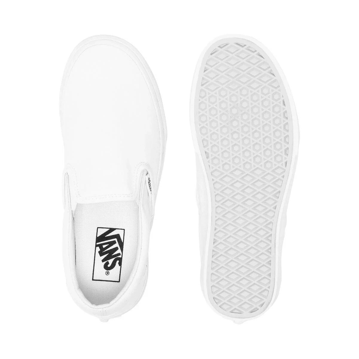 Vans Classic Slip-On Canvas Sneakers True White, Fast Shipping