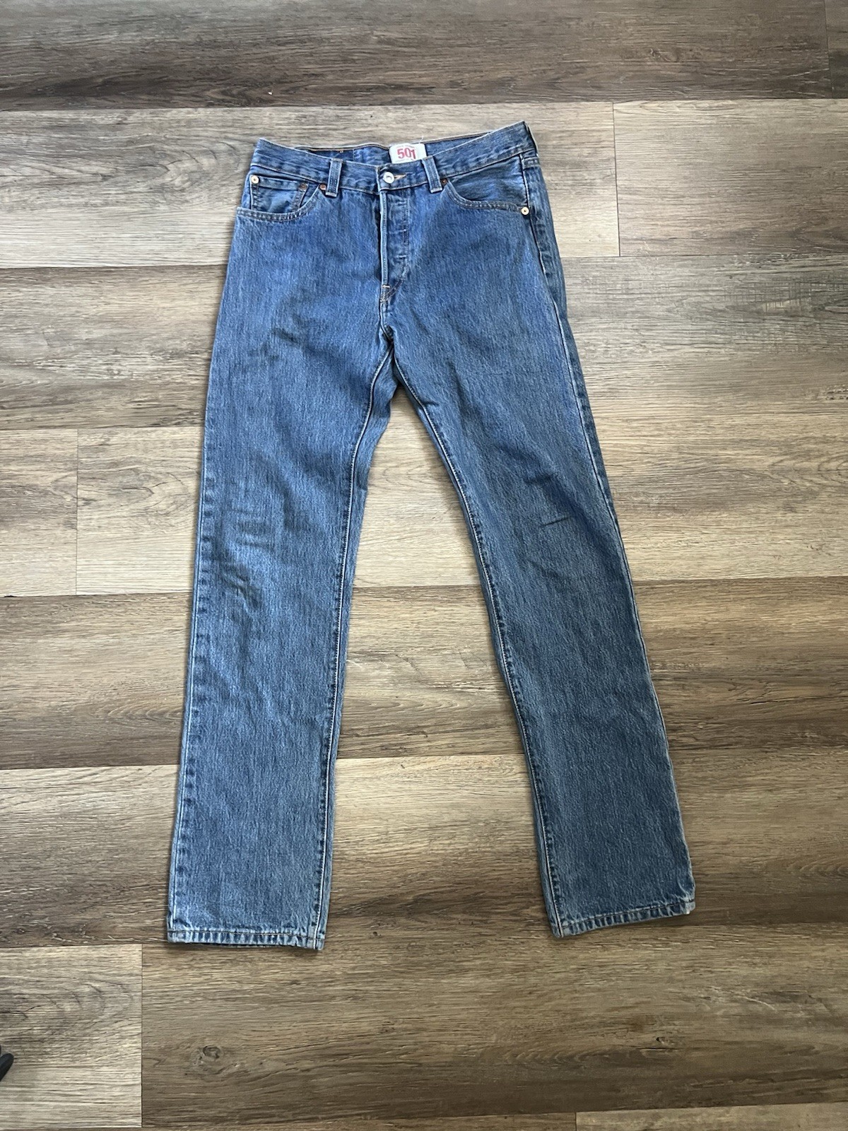 Levi’s Original 501 Straight Leg Button Fly Men’s Blue Denim Jeans 30×34 #3513