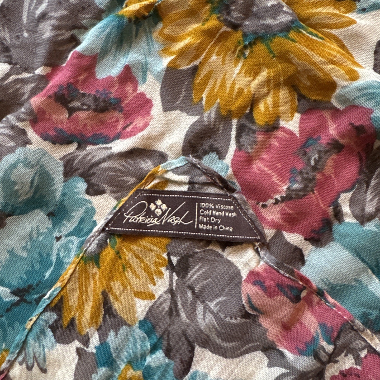Patricia Nash Floral Square Scarf Viscose Spring Autumn -Handbag Handle Tie
