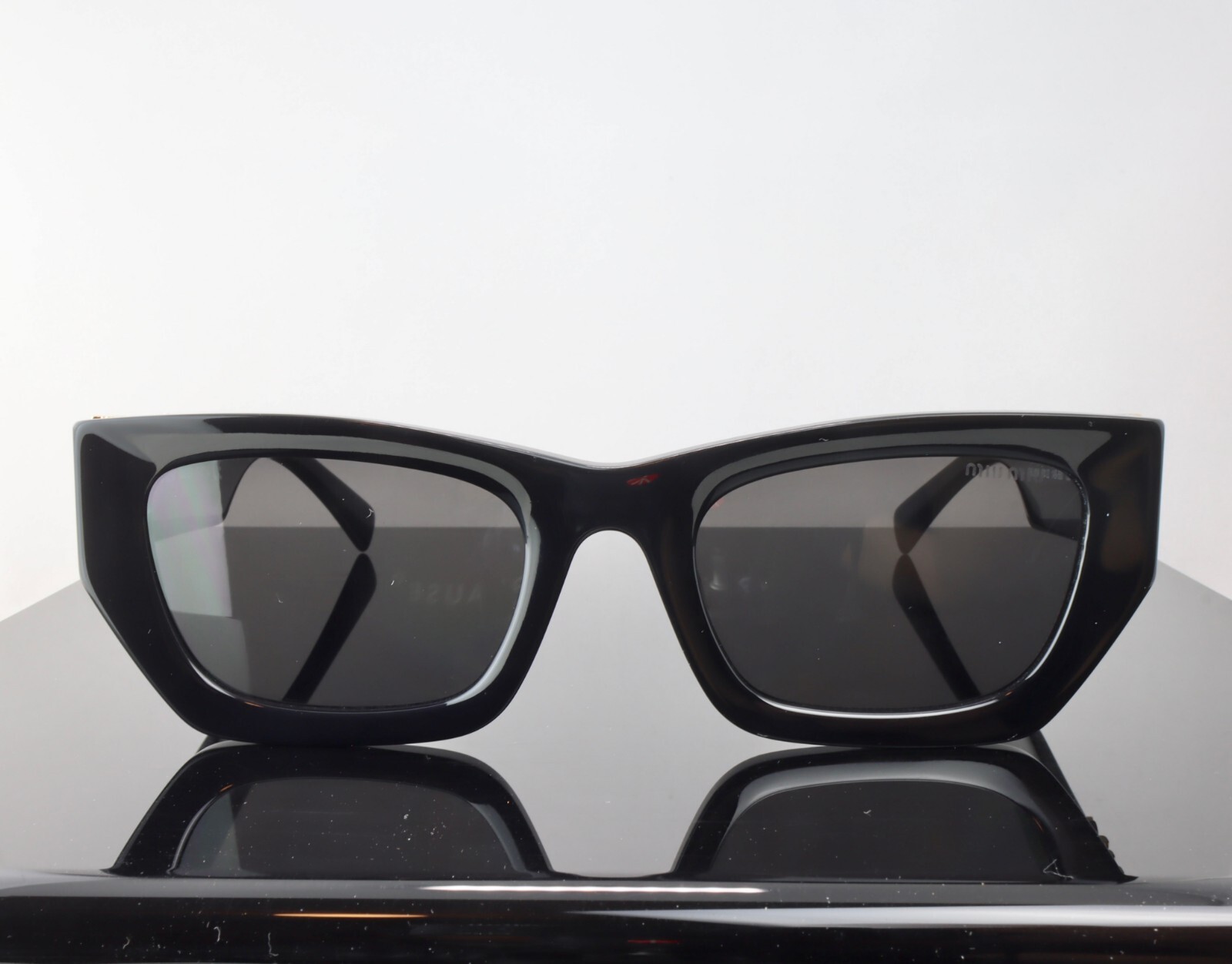 Miu Miu Glimpse SMU09W Black / Grey Lens Rectangle Oversized Sunglasses 100% UV