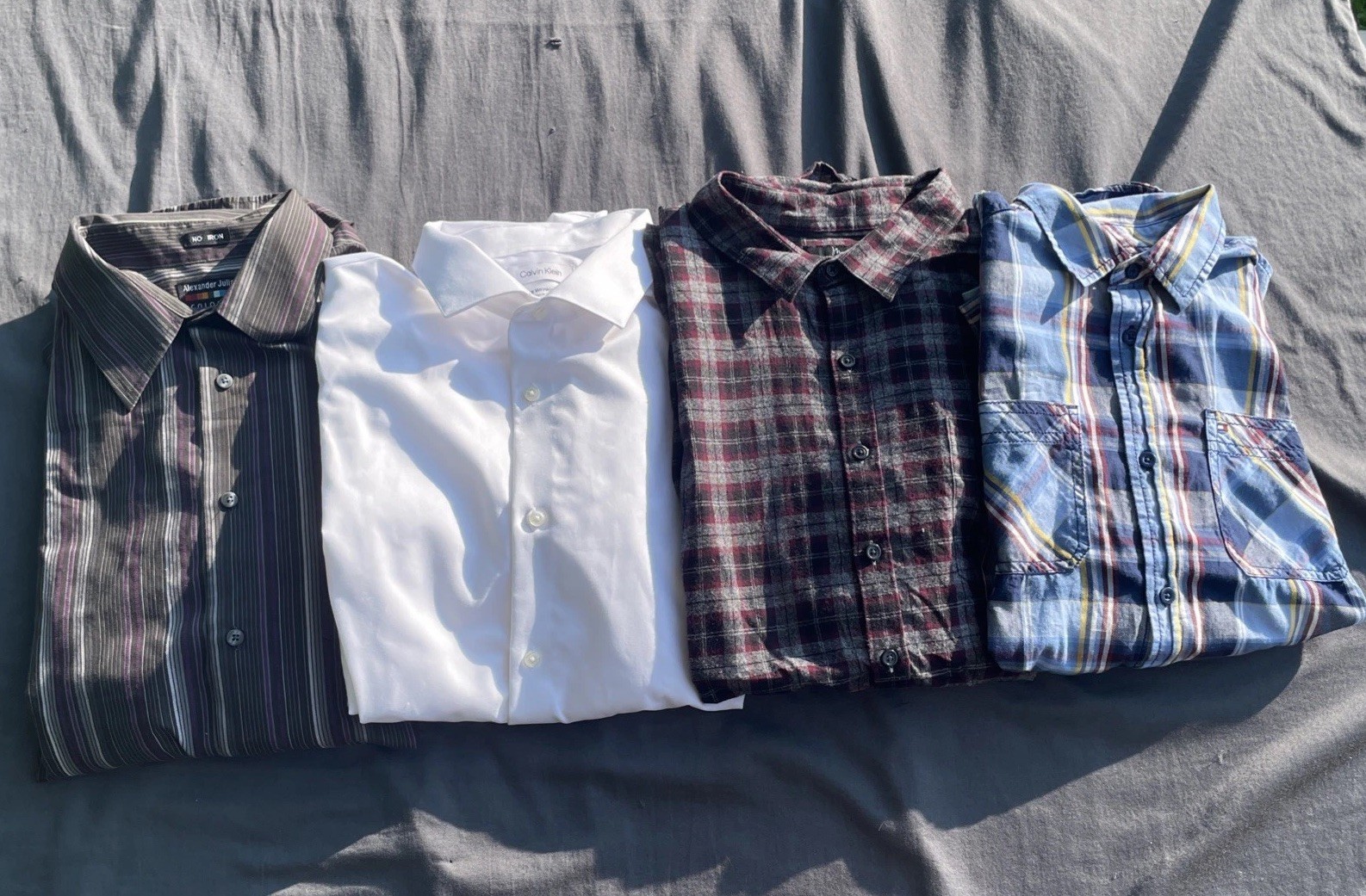 Lot of 4 Mens Dress Shirts Long Sleeve Button Up Various Brands XL