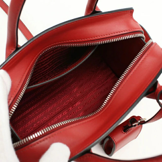 PRADA 1BA156 Saffiano Leather 2WAY Tote Bag Rosso Red Satchel Handbag Purse