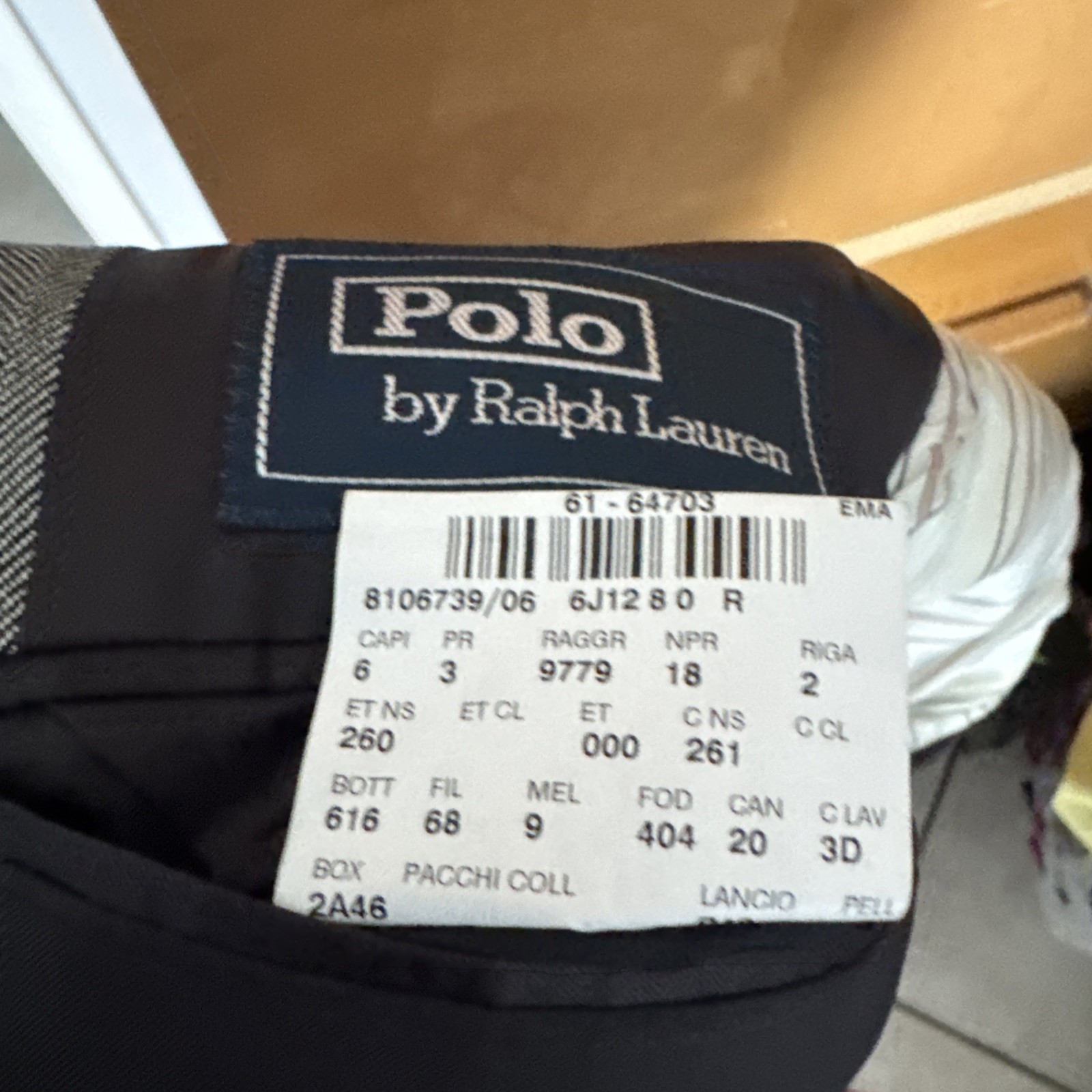 Polo Ralph Lauren ITALY Blue Label 44R Wool Blazer Coat Jacket Grey Striped 3B