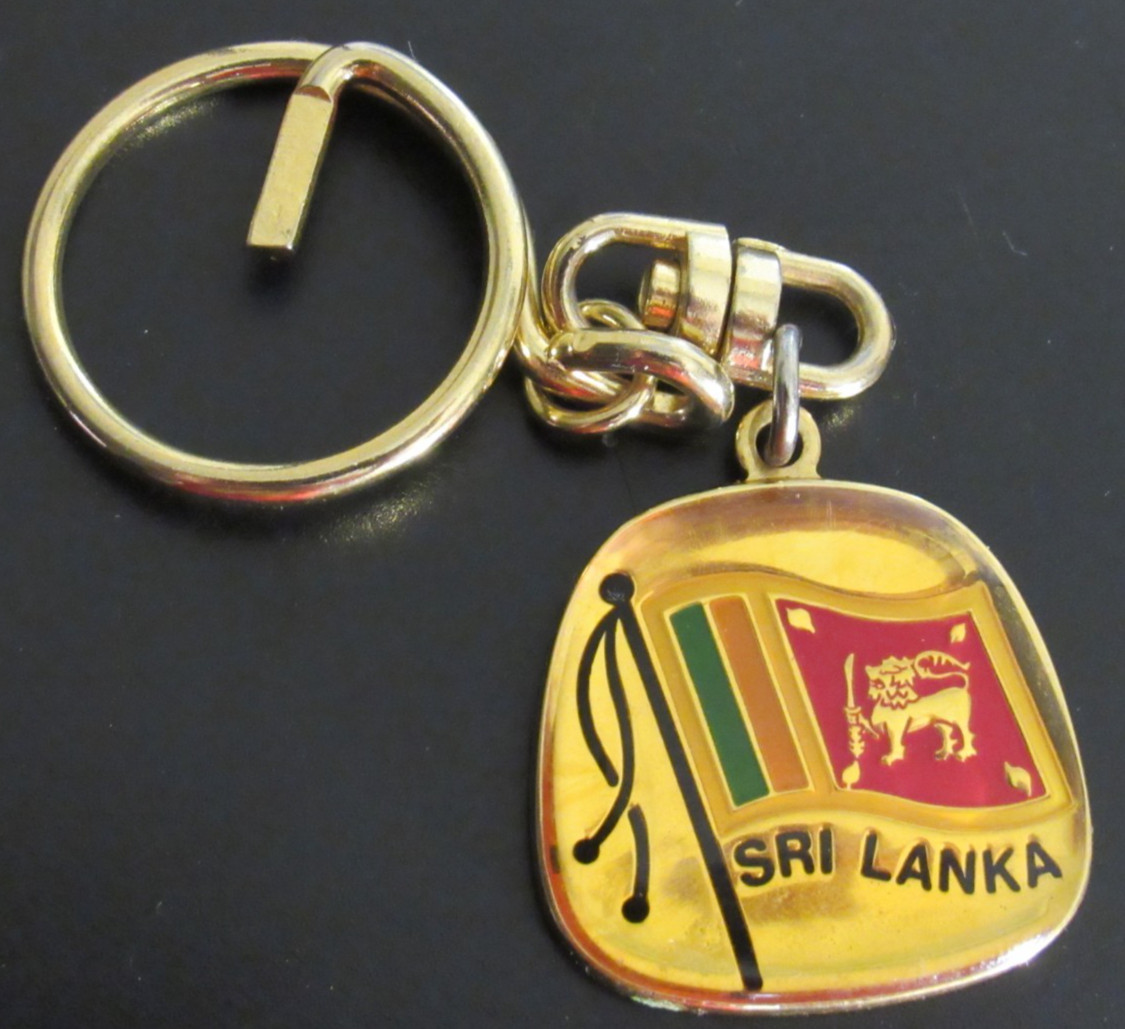 National Flag Sri Lanka brass color keychain fob key ring metal