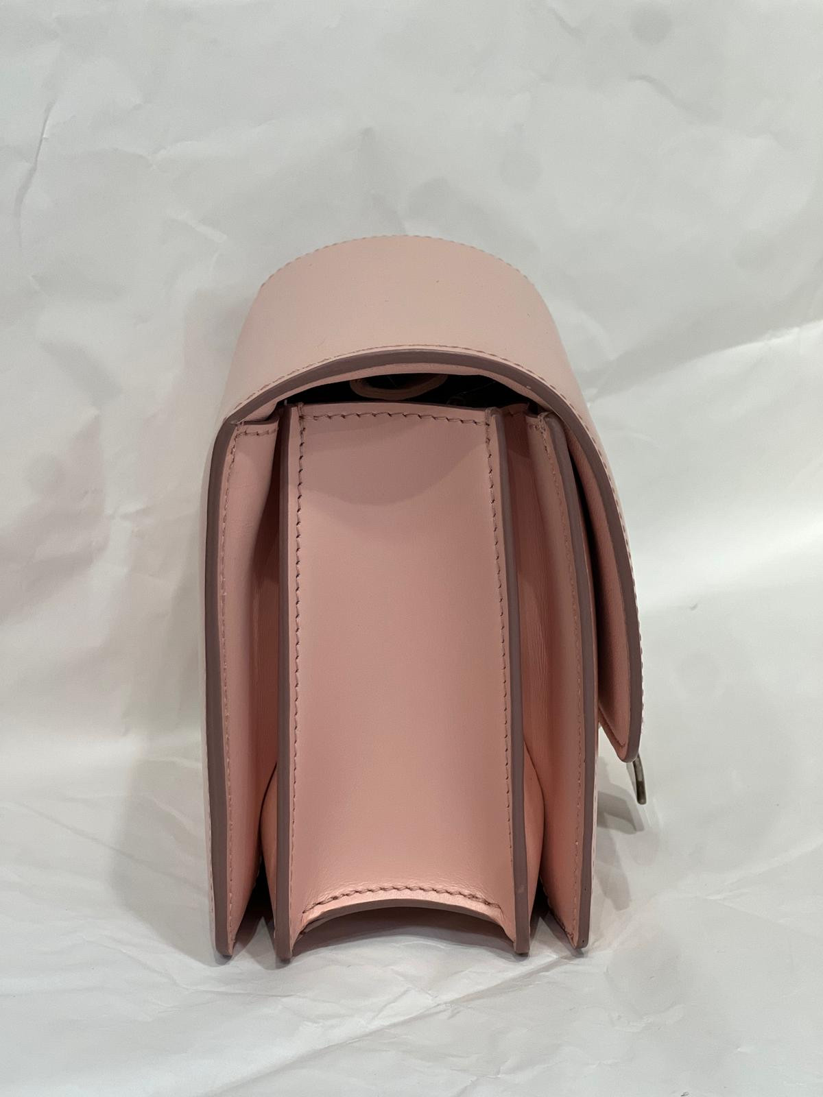 Authentic Celine Classic Box Mini Smooth Calfskin Shoulder Bag Pink Silver-Tone