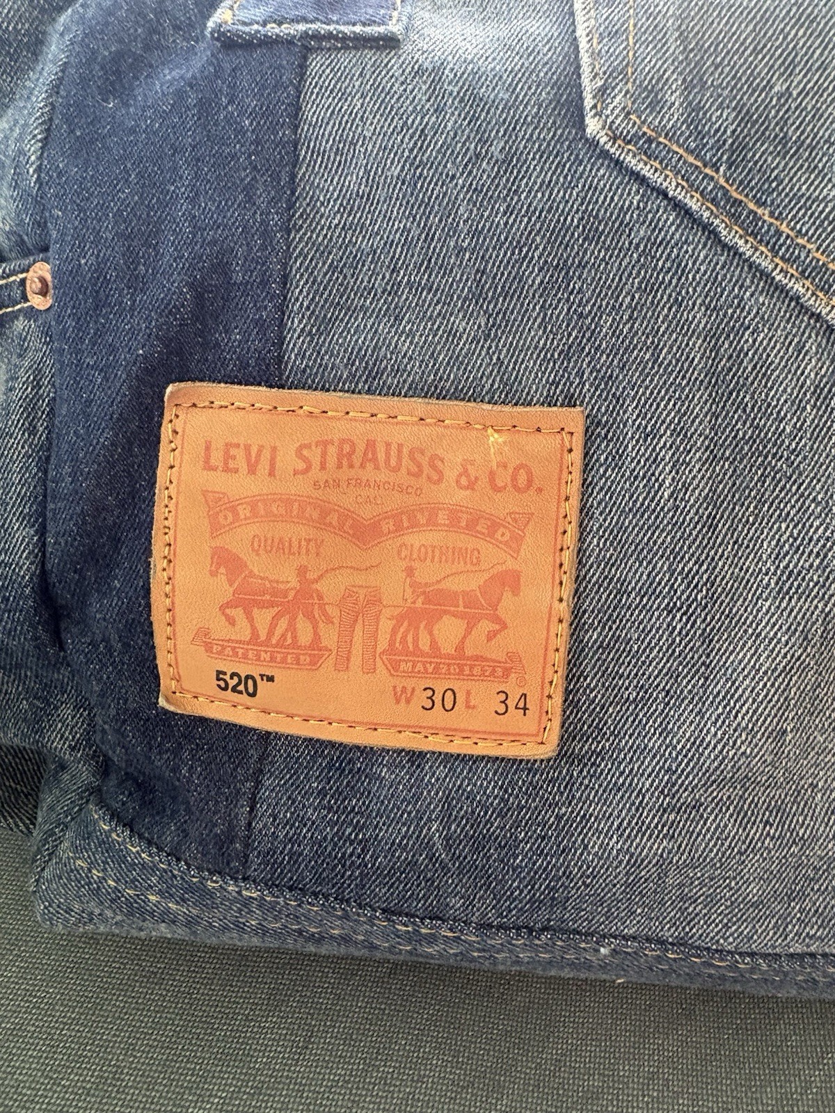 Levi’s Blue Denim Tote Bag Leather Patch Tassel Charm Snap, Pockets Lined