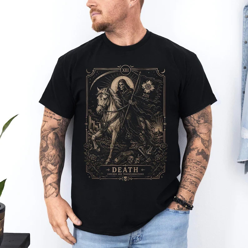 Death Tarot Card Shirt: Gothic Grim Reaper Tee | XIII Arcana Occult Graphic