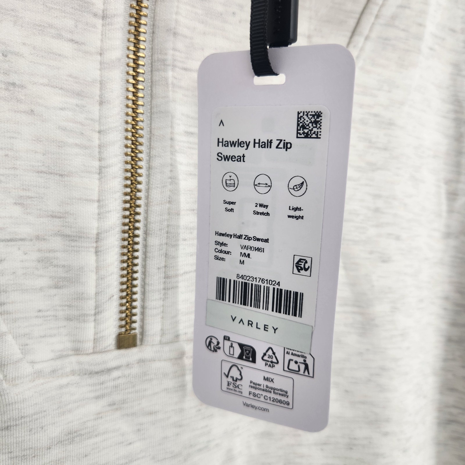 Varley Off-White Medium Hawley Half Zip Sweatshirt NWT