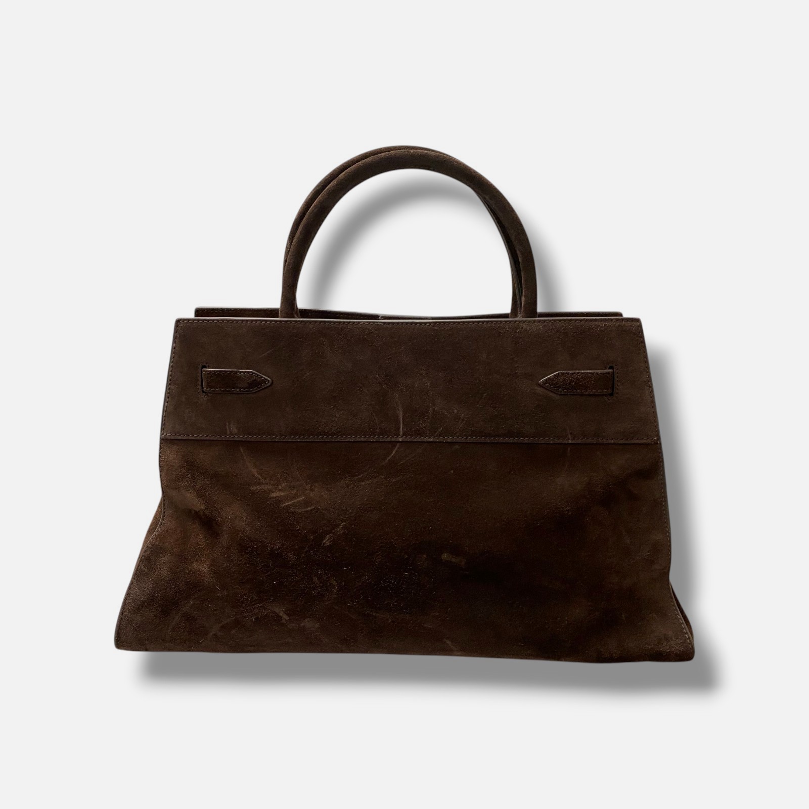 Veronica Beard Women’s Brown Suede Large Magnetic Belted Dash Shoulder Bag