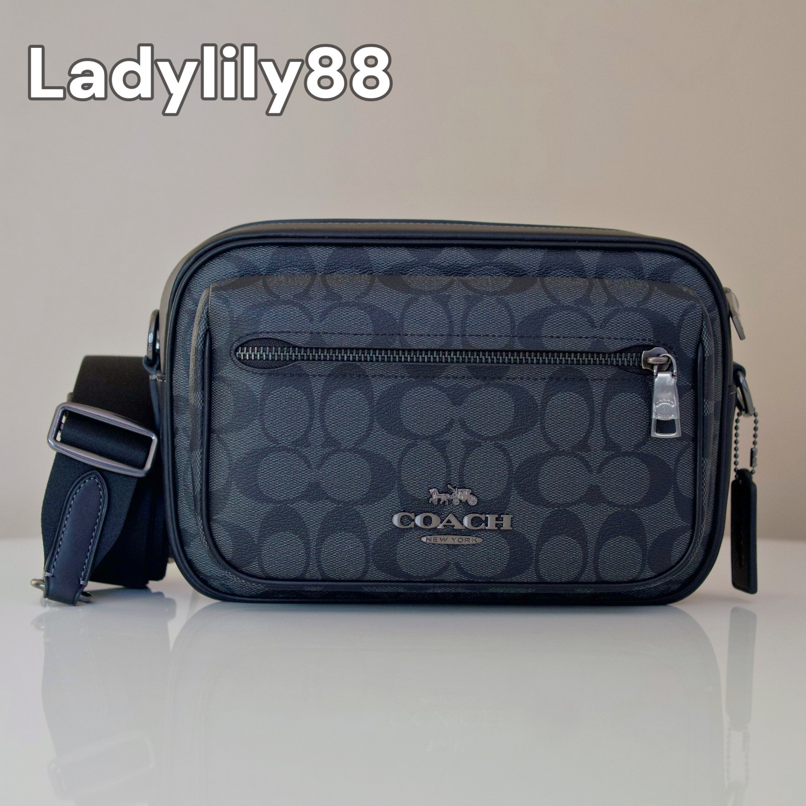 NWT Coach CJ510 Elias Crossbody In Signature Canvas Smooth Calf Leather $318