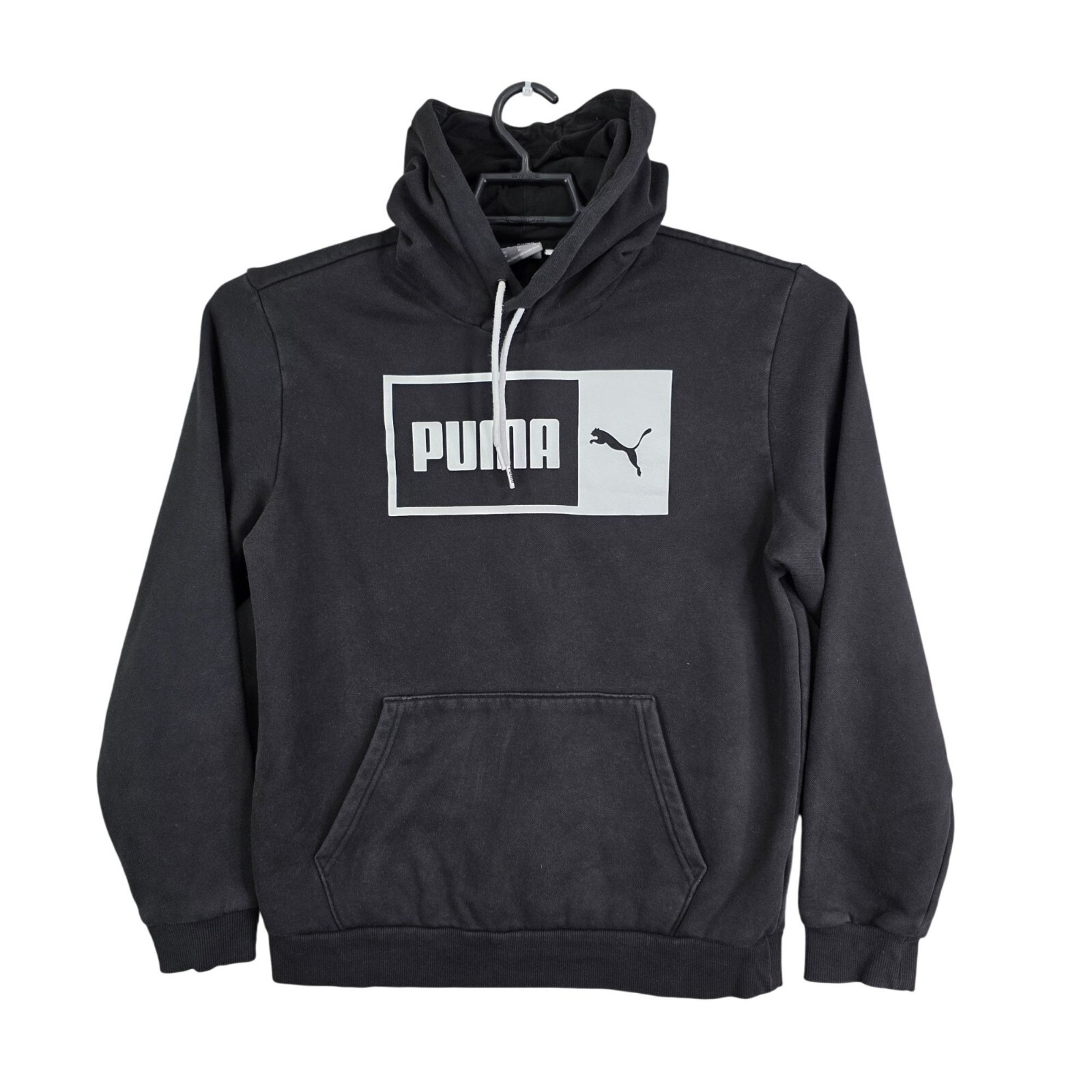 Mens Black Puma Hoodie Sweatshirt Long Sleeve Cotton Polyester Blend Size M
