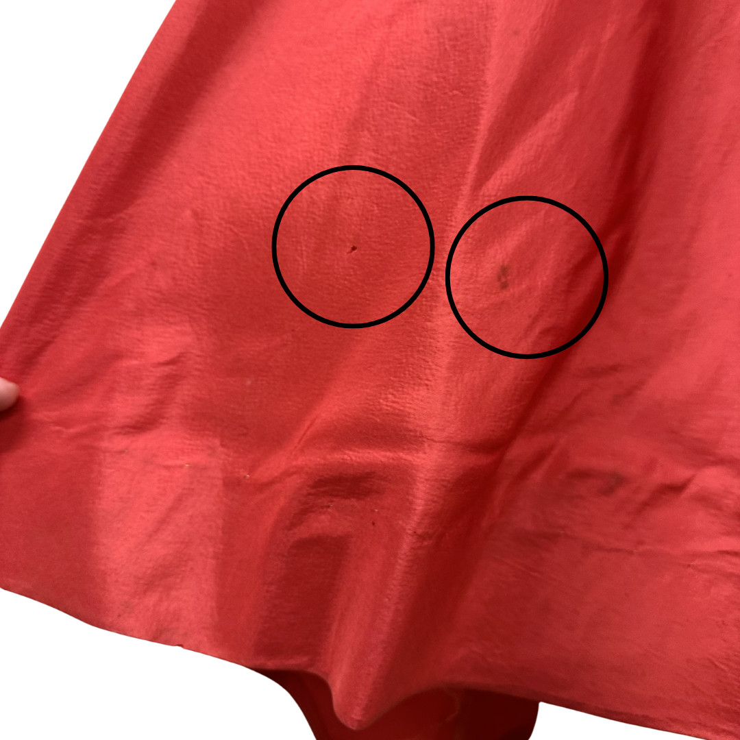 Vintage 1950s Ceil Chapman Red Taffeta Draped Bustle Pointed Bust Dress