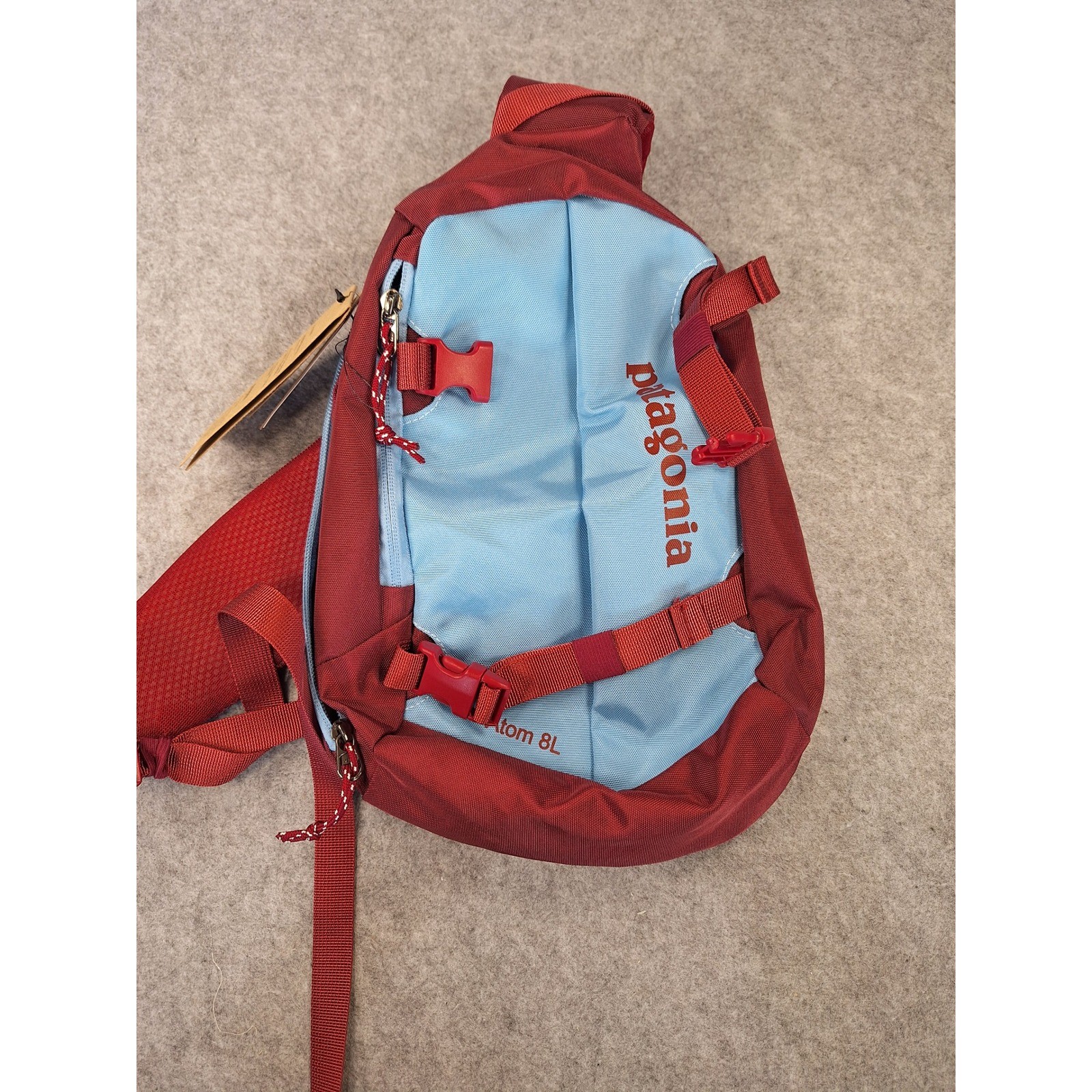 Patagonia Atom 8L Sling Bag Red Blue Recycled Nylon Backpack